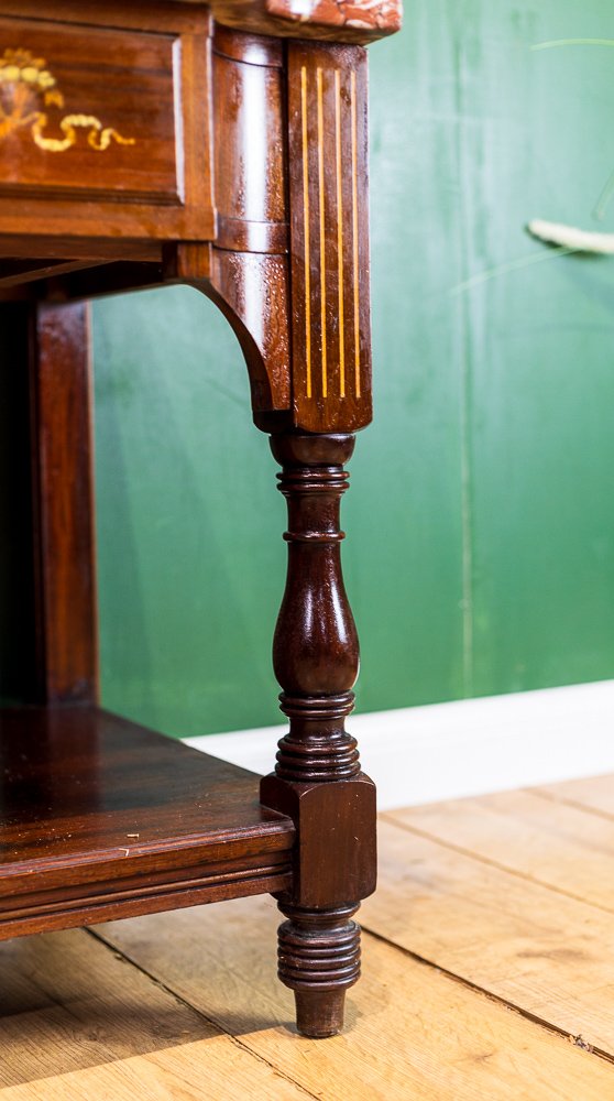 Mahogany Inlaid Marble Top Coffee Table