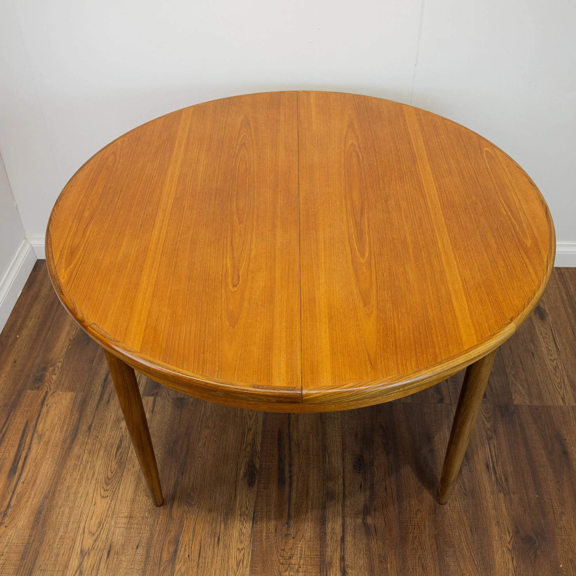 G Plan Fresco Teak Round Extending Dining Table by Victor B. Wilkins