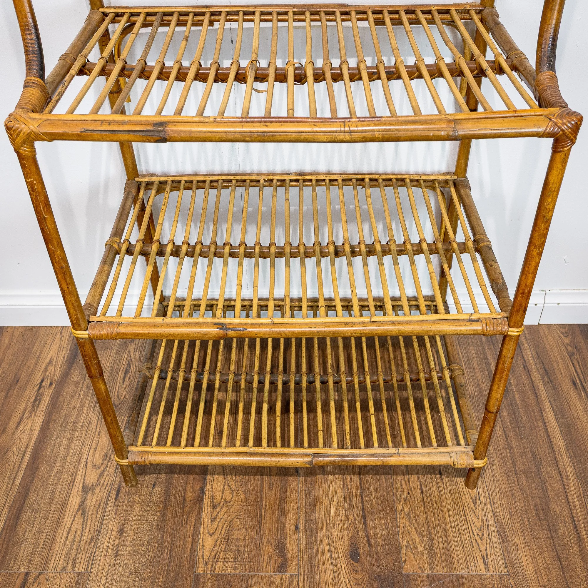Vintage Arched 4 Tier Bamboo Shelving Unit