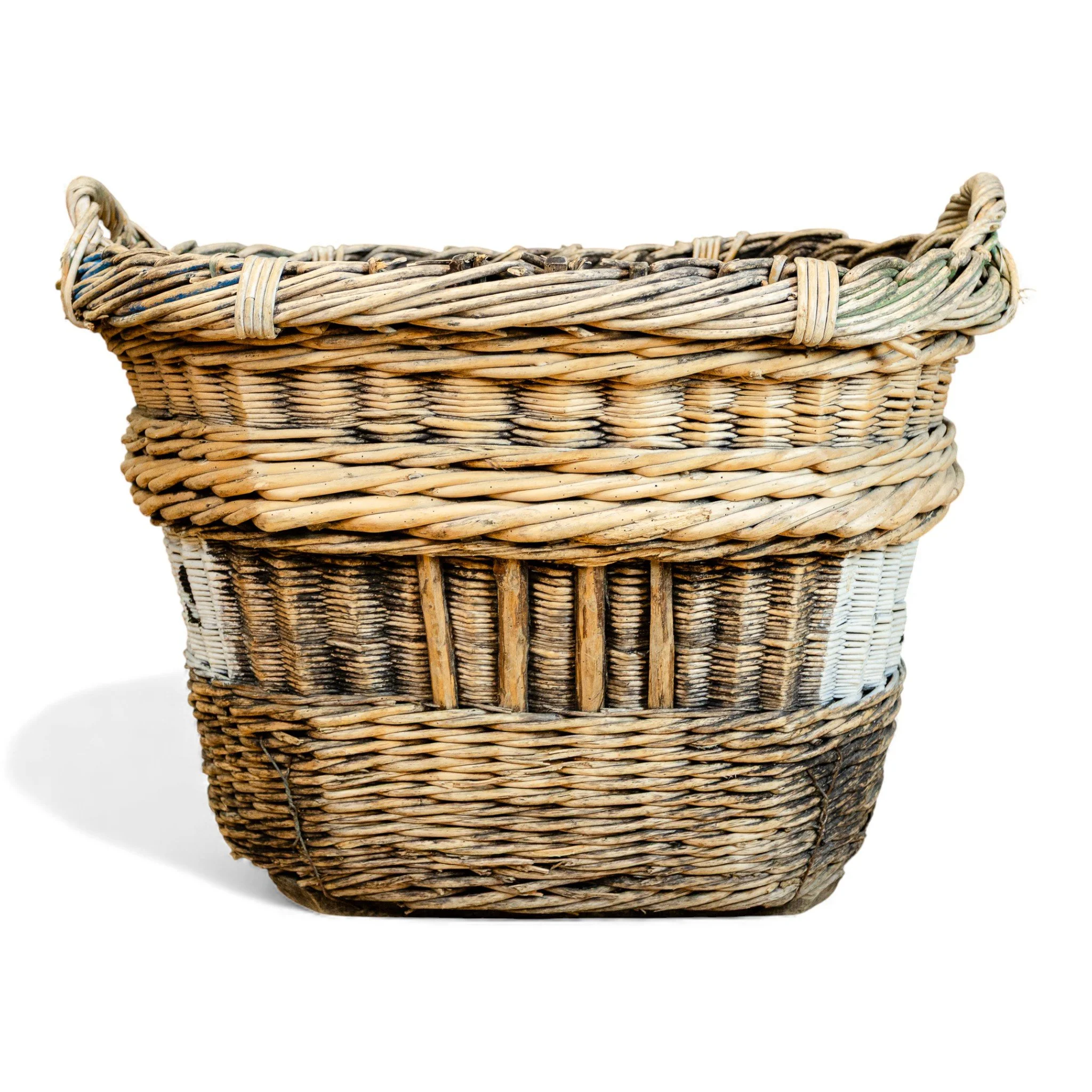 Reclaimed French Wicker Champagne Grape Basket