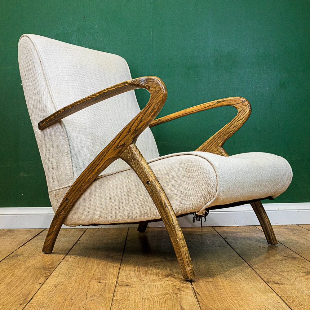 Mid Century Oak Fireside Armchair