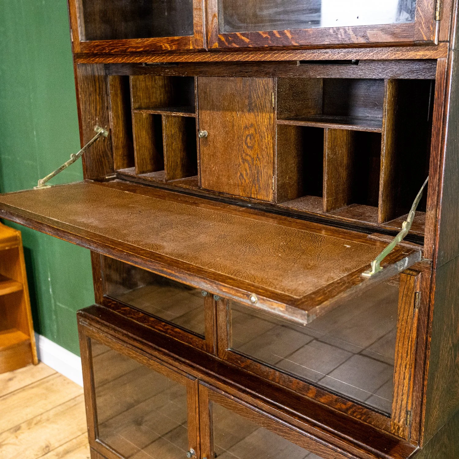 Minty Four Section Oak Stacking Secretaire Bookcase