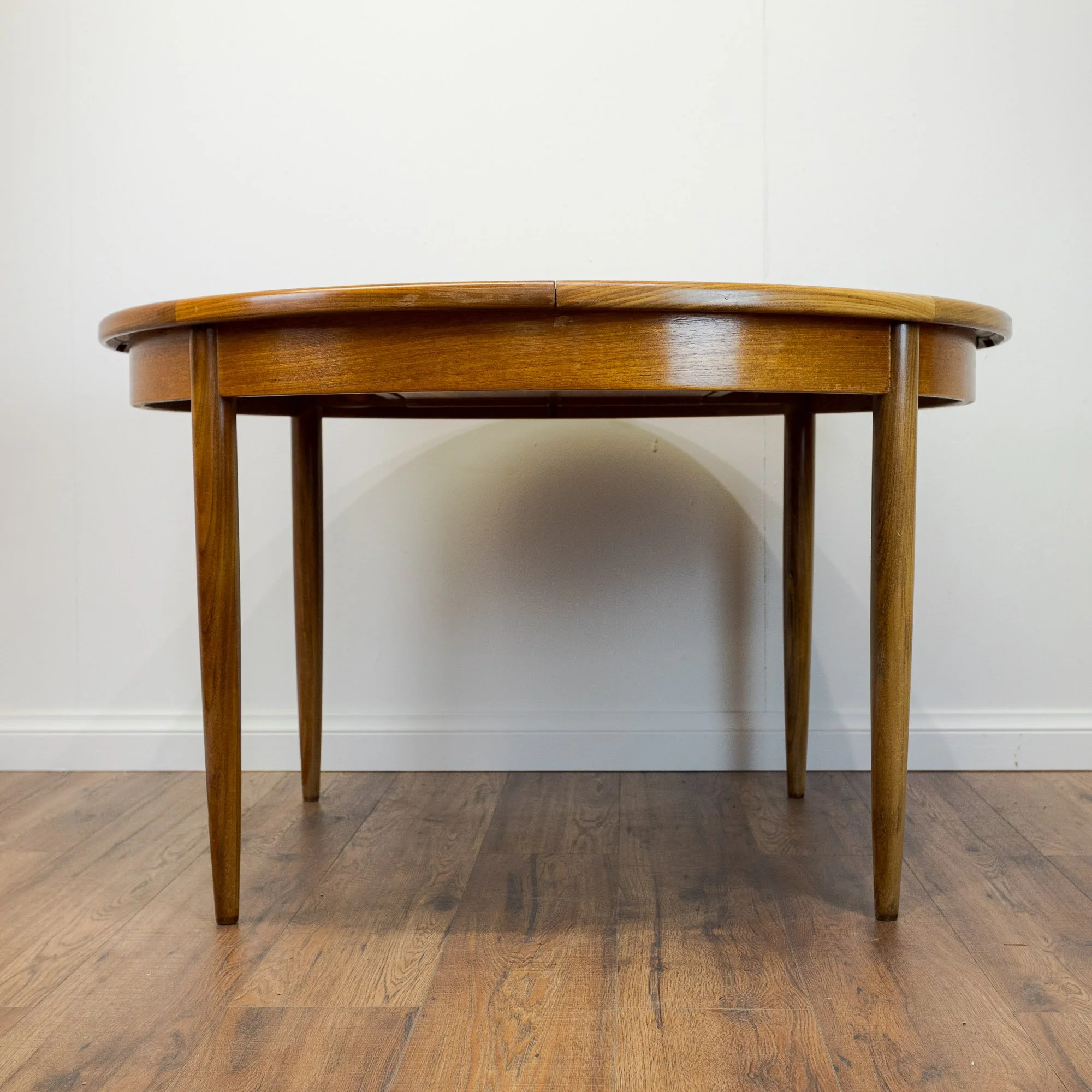 G Plan Fresco Teak Round Extending Dining Table by Victor B. Wilkins