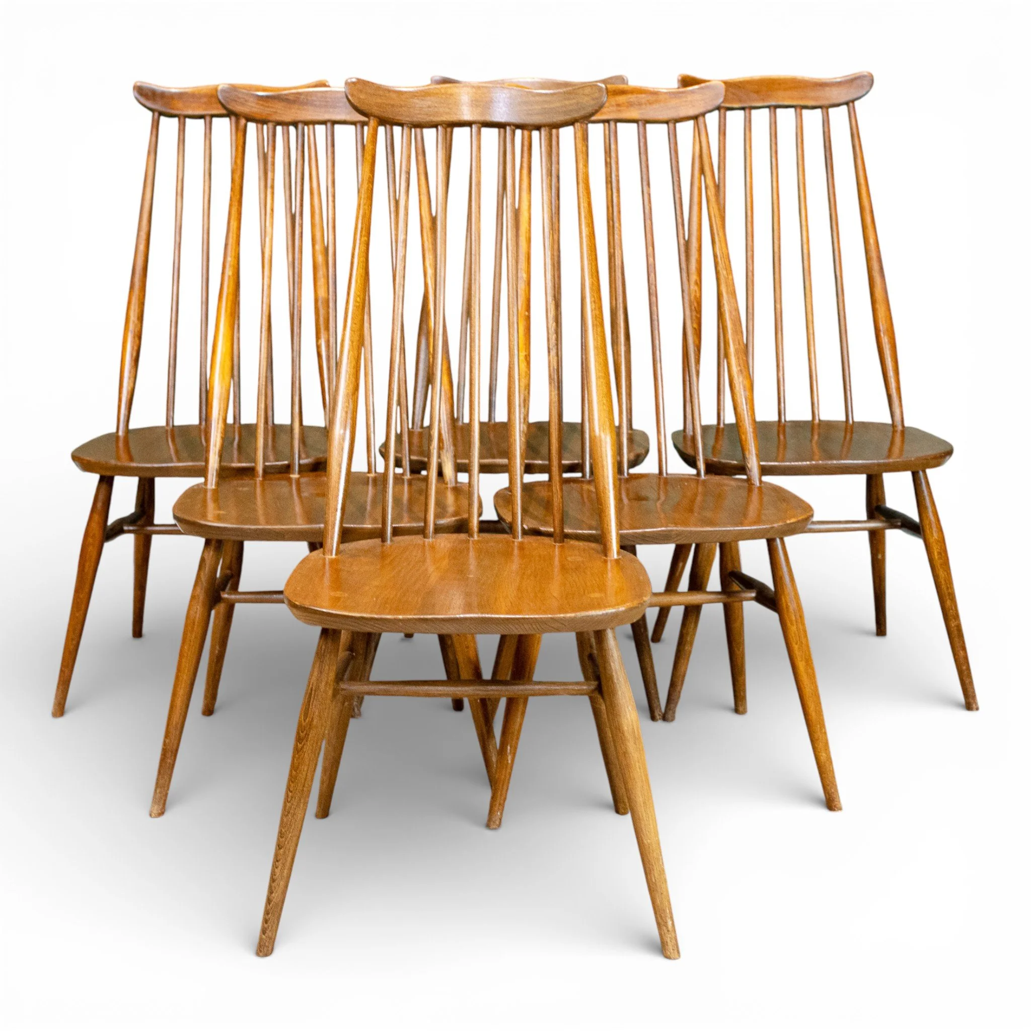 Ercol Blue Label Elm Goldsmith Chairs x6