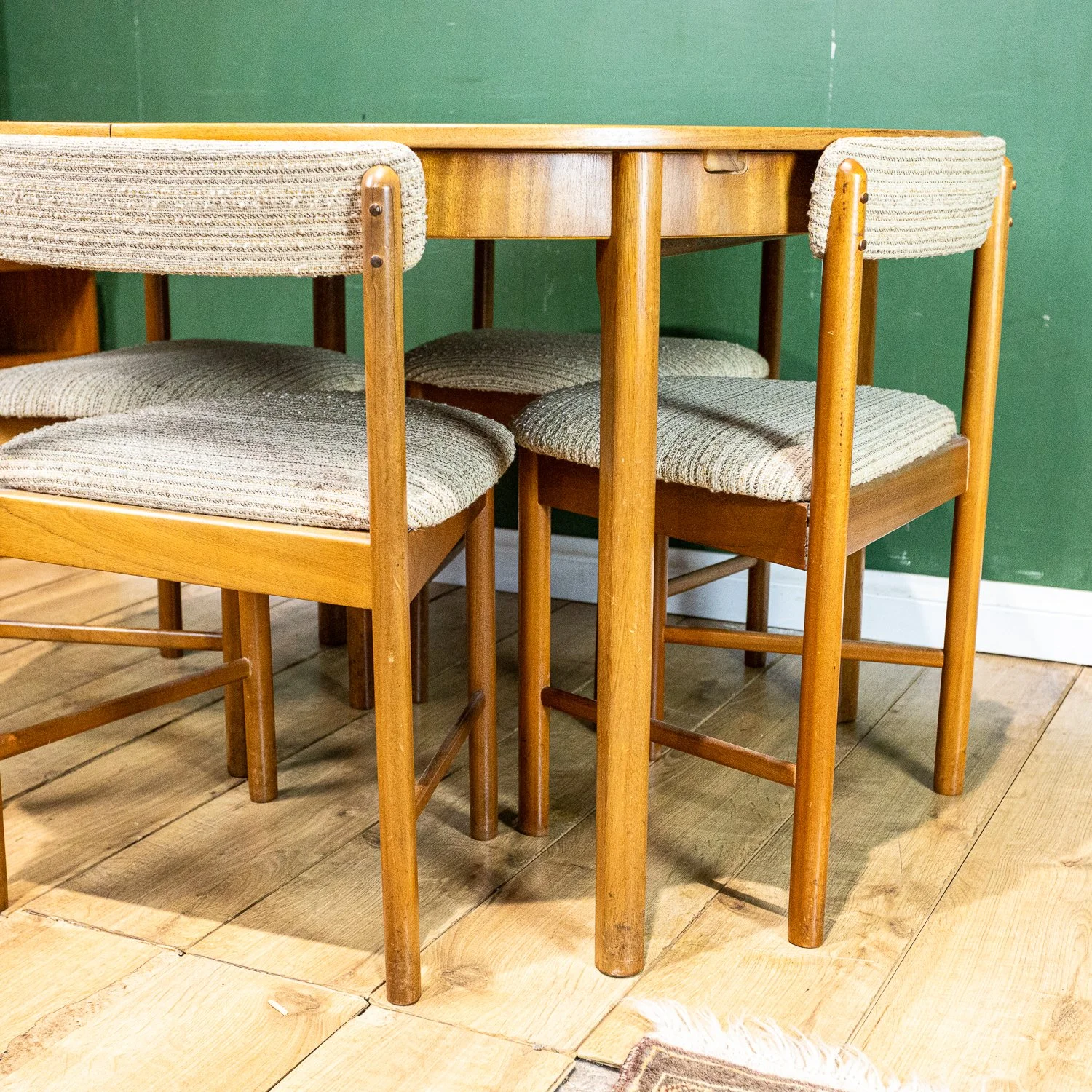 McIntosh Tuck Under Teak Round Dining Table and Chairs Set