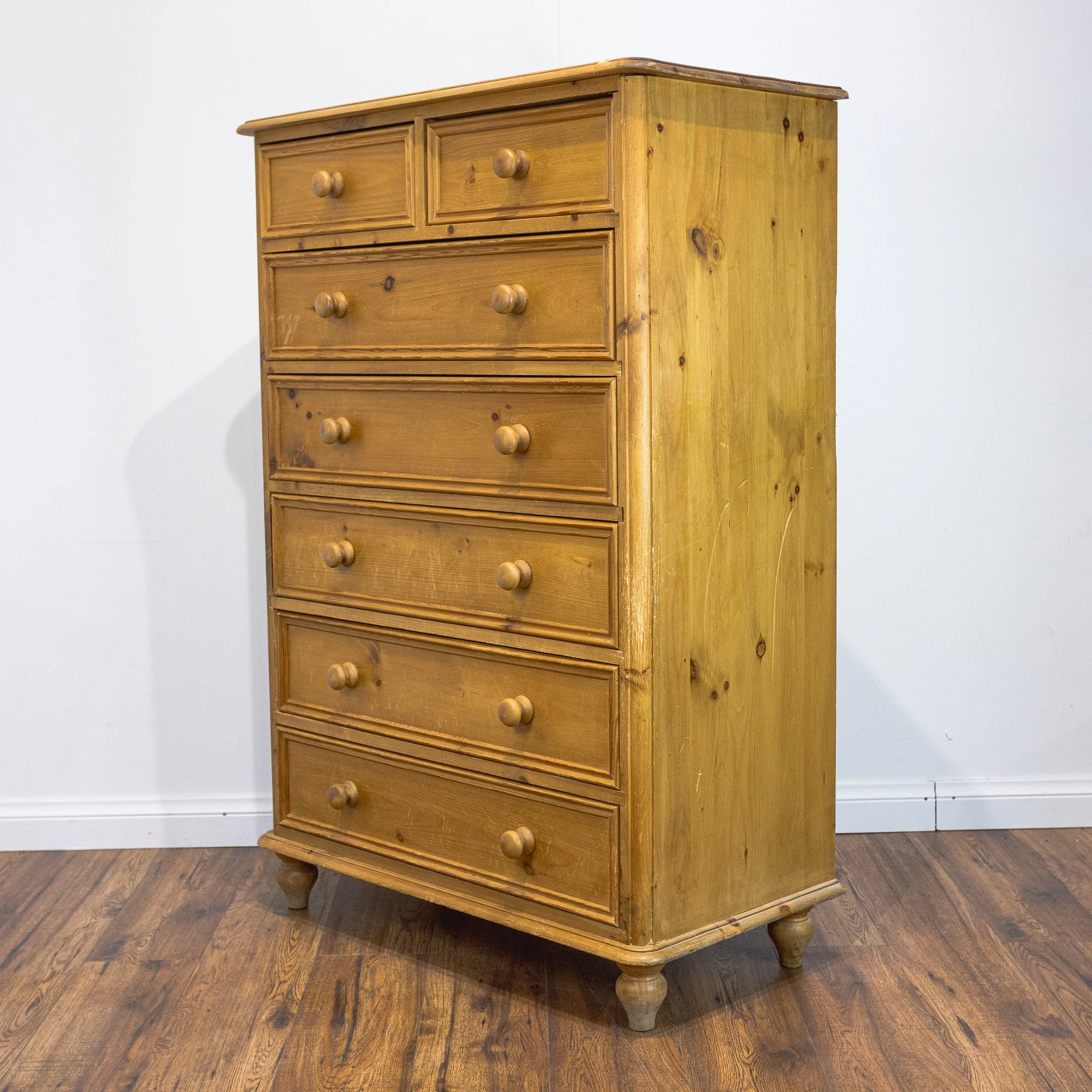 Victorian-Style Pine Seven-Drawer Tallboy