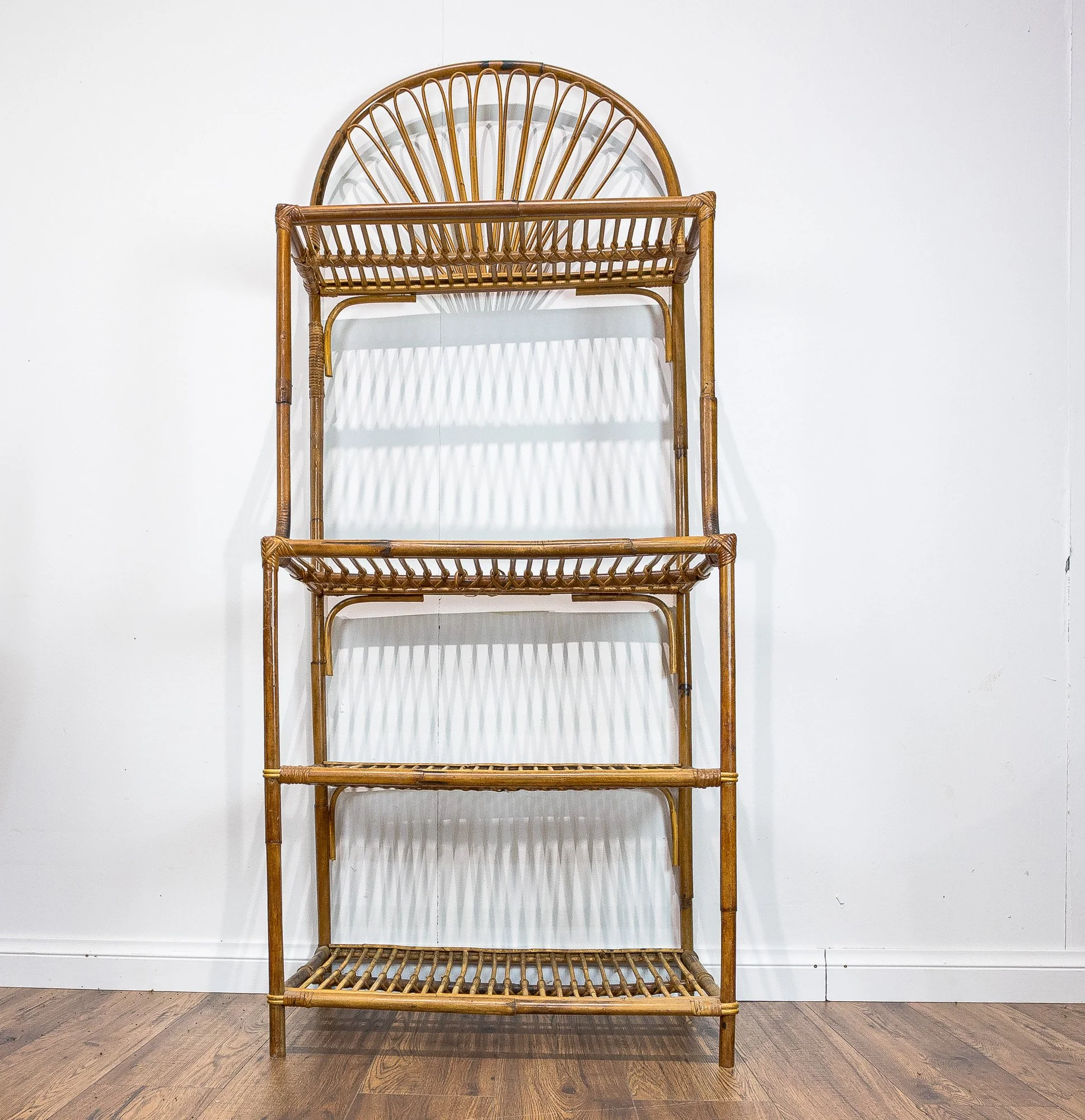 Vintage Arched 4 Tier Bamboo Shelving Unit