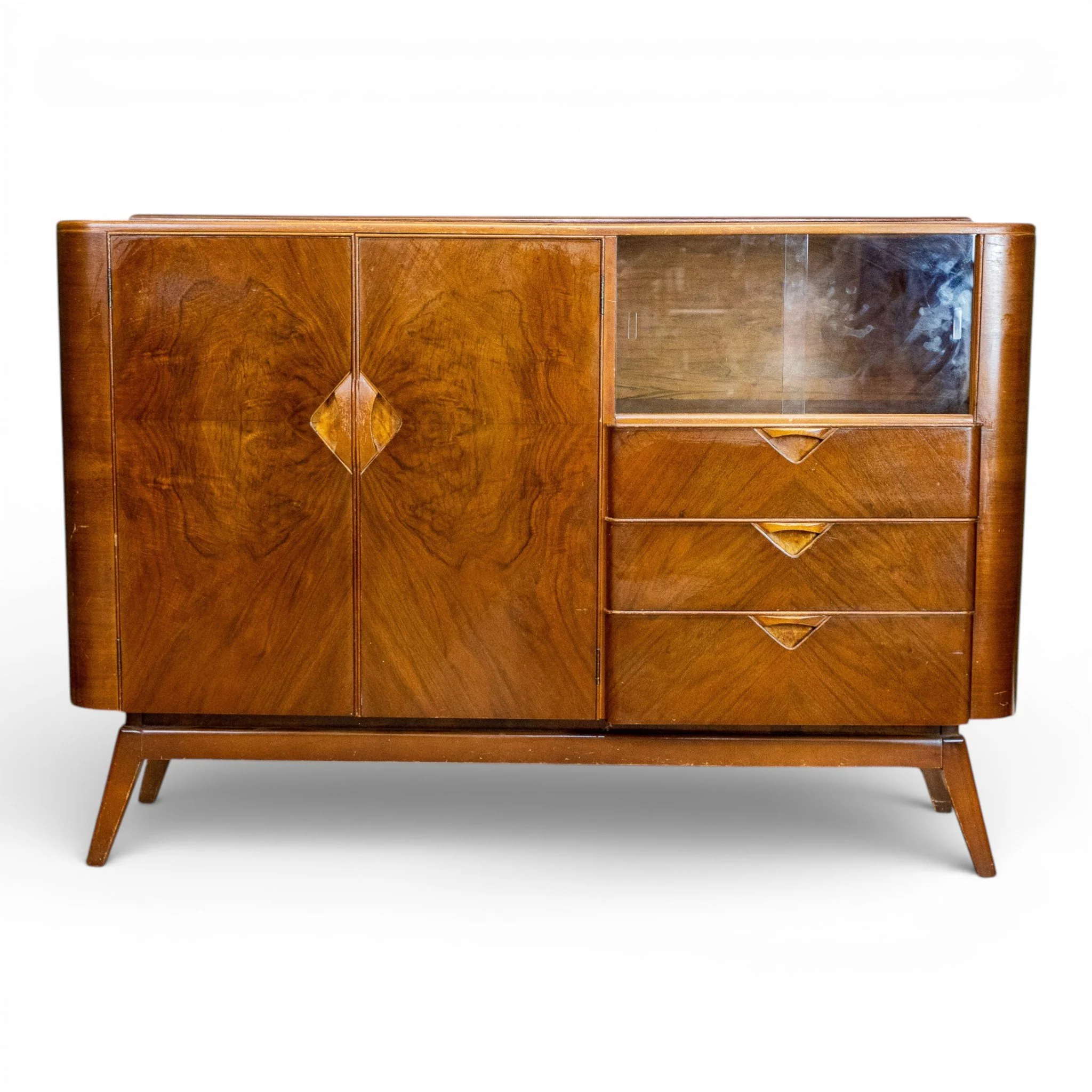 Art Deco Style Walnut Curved Sideboard