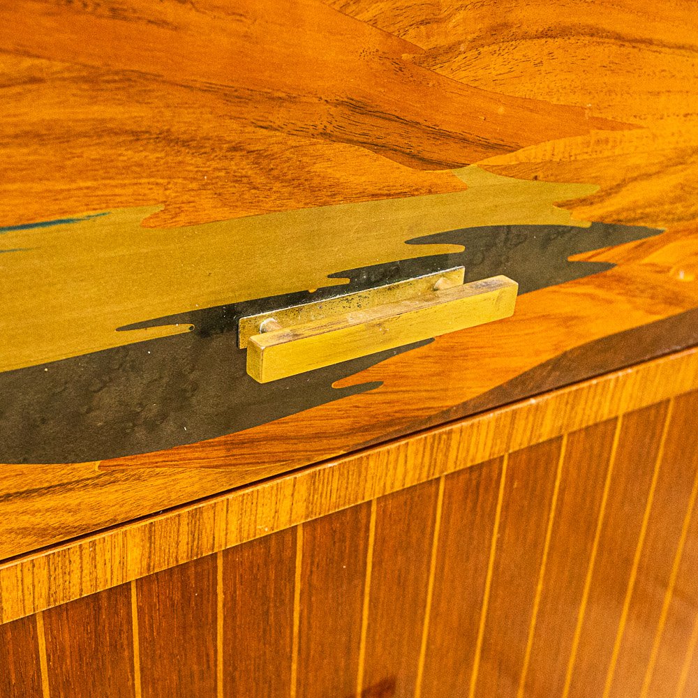 Art Deco Walnut Marquetry Media Cabinet