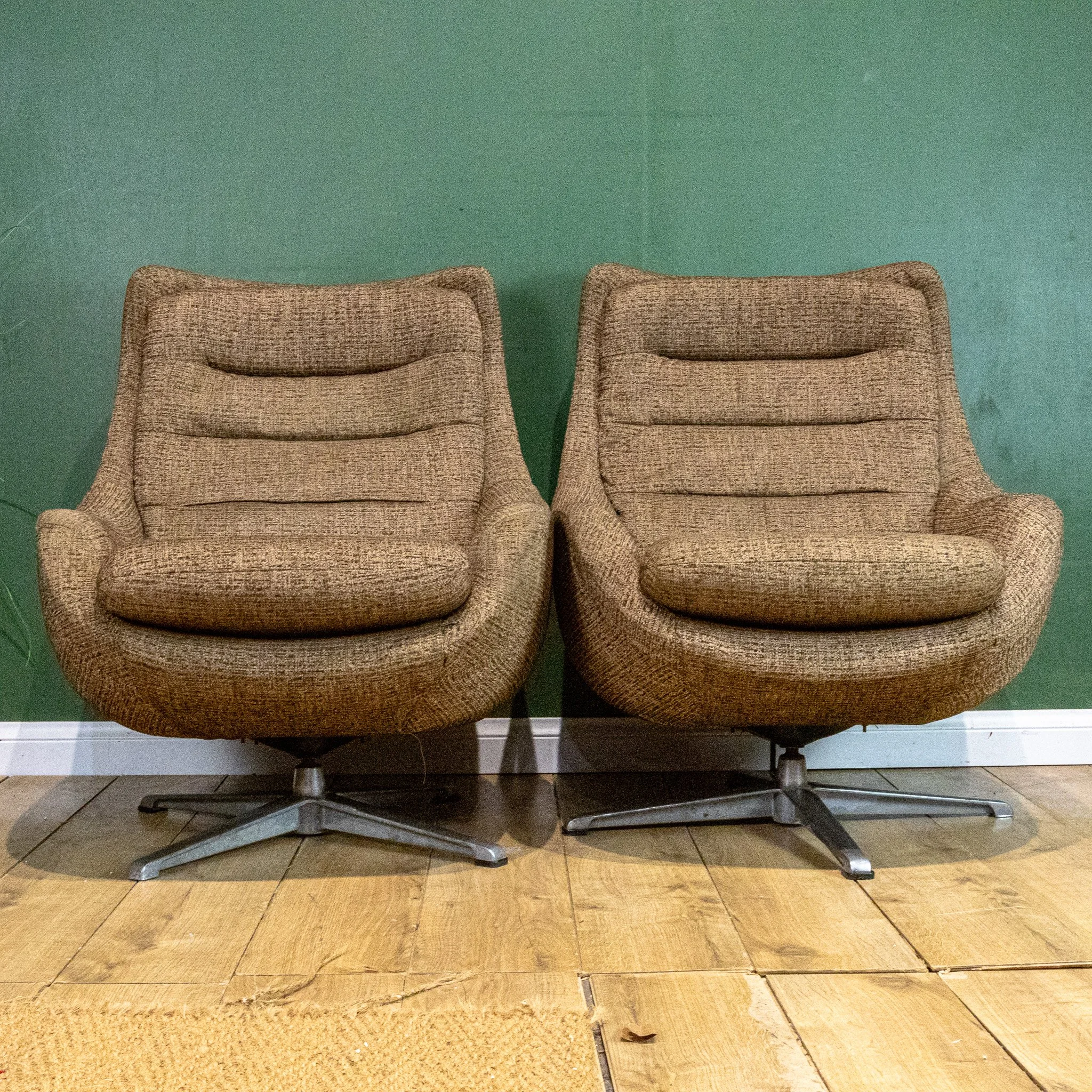 Pair of Mid-Century Swivel Armchairs
