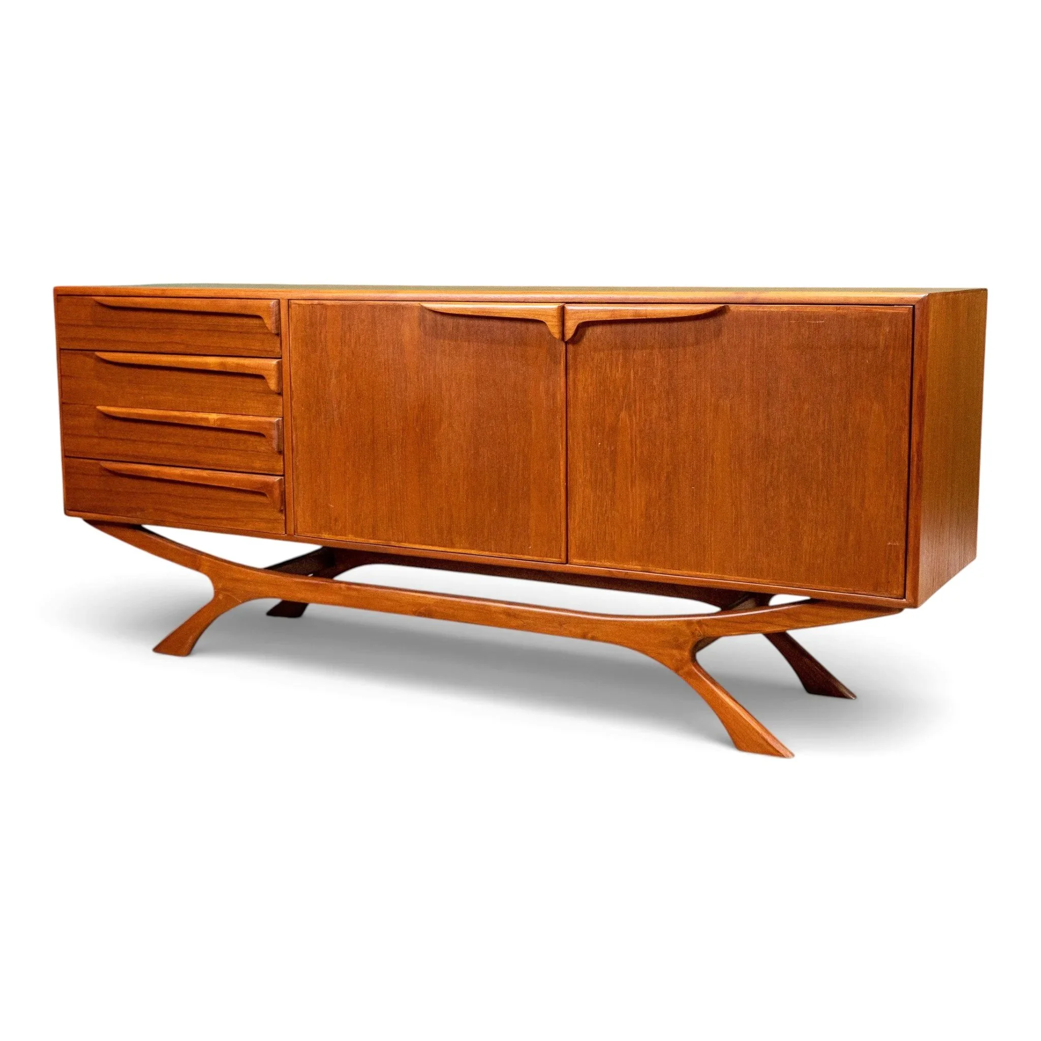 Beithcraft teak mid century sideboard with unique splayed legs