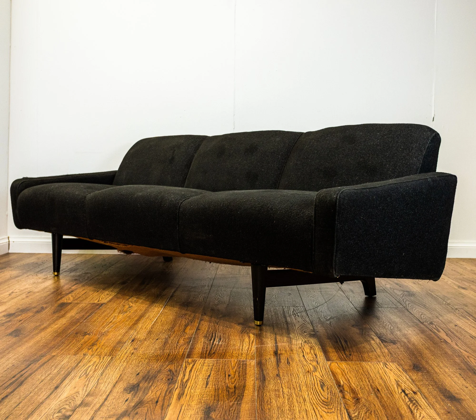 Mid Century Black Fold-Down 3-Seater Sofa Bed