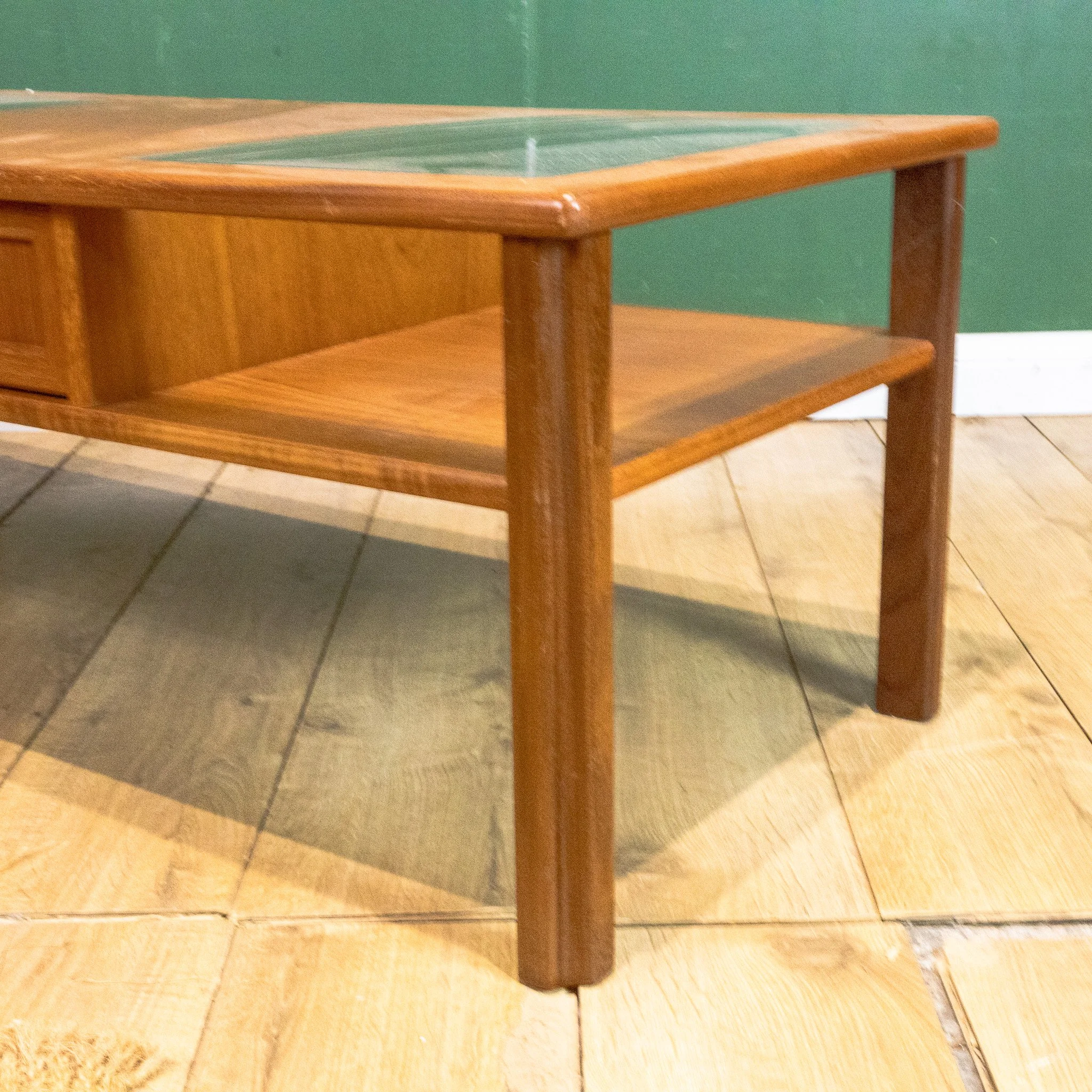 Teak Glass Top Coffee Table
