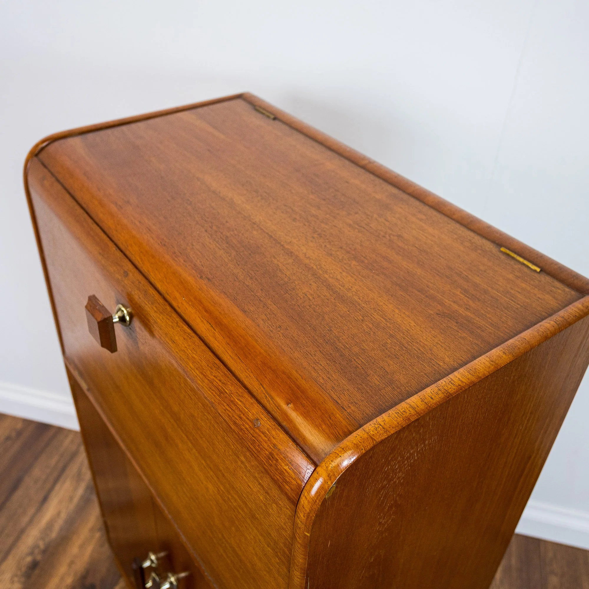 Art Deco Walnut Cantilever Cocktail Cabinet
