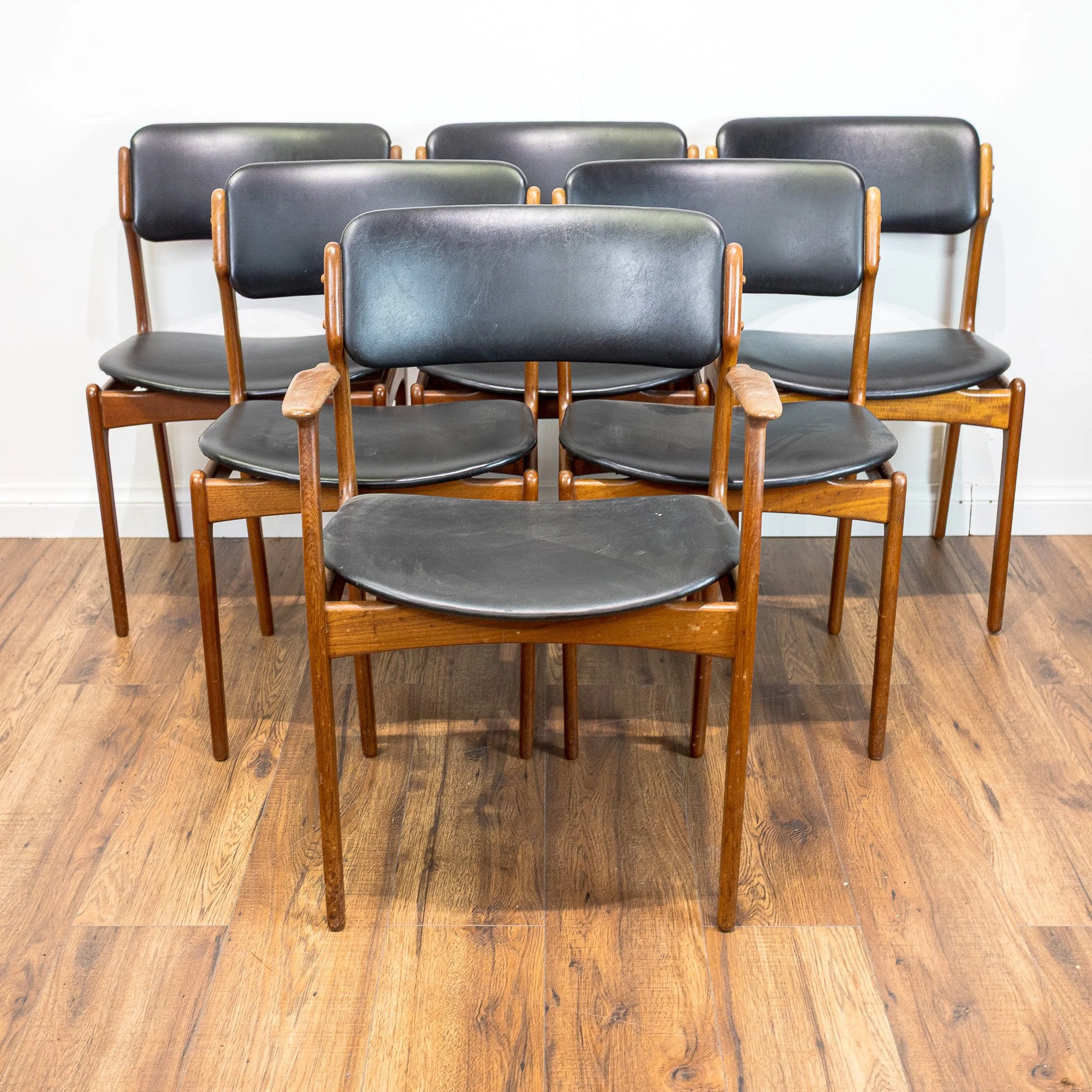 Erik Buch for OD Møbler Model 49 & 50 Teak Dining Chairs x6
