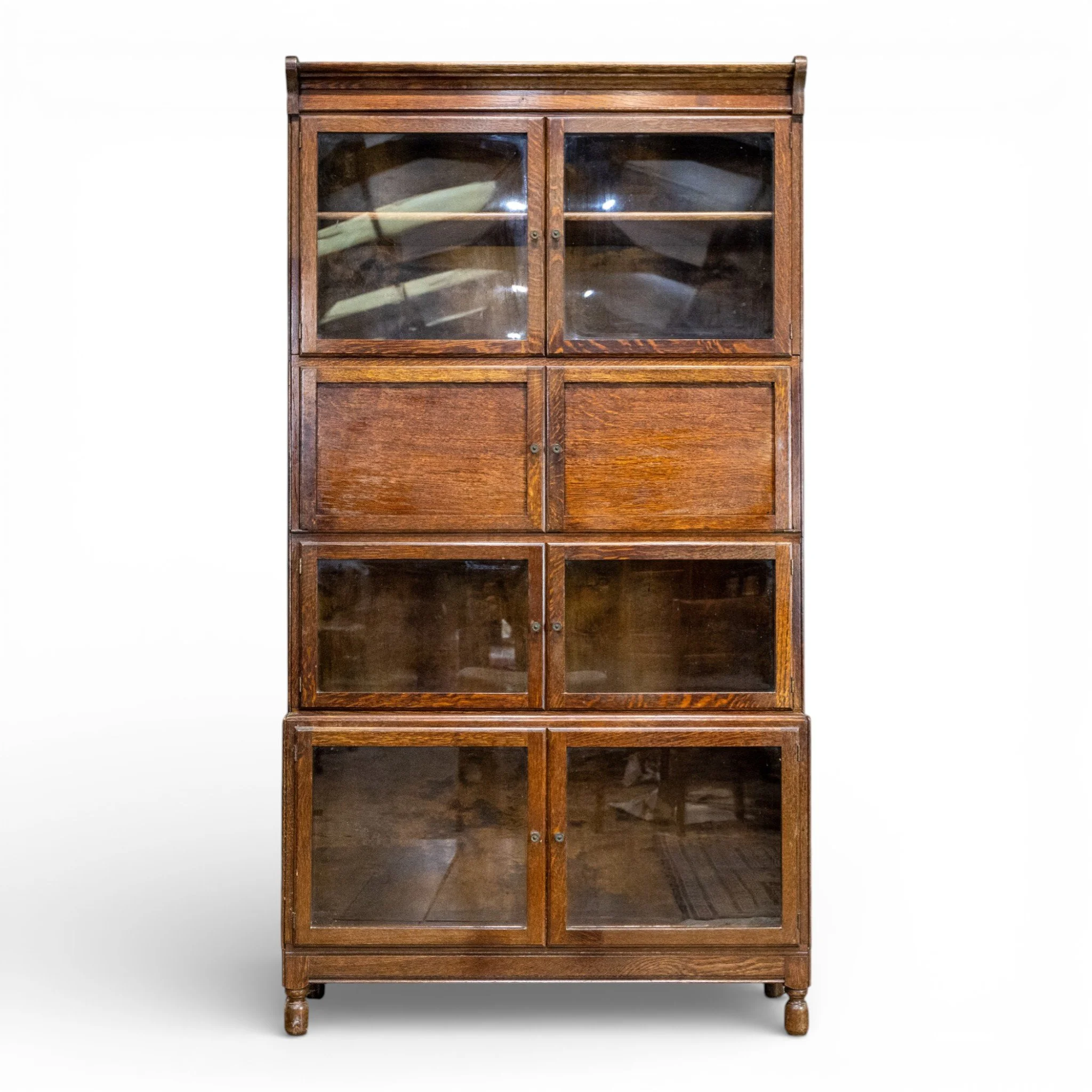 Minty Four Section Oak Stacking Secretaire Bookcase