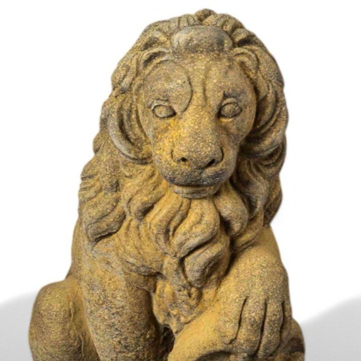 Pair of English Stone Heraldic Lions