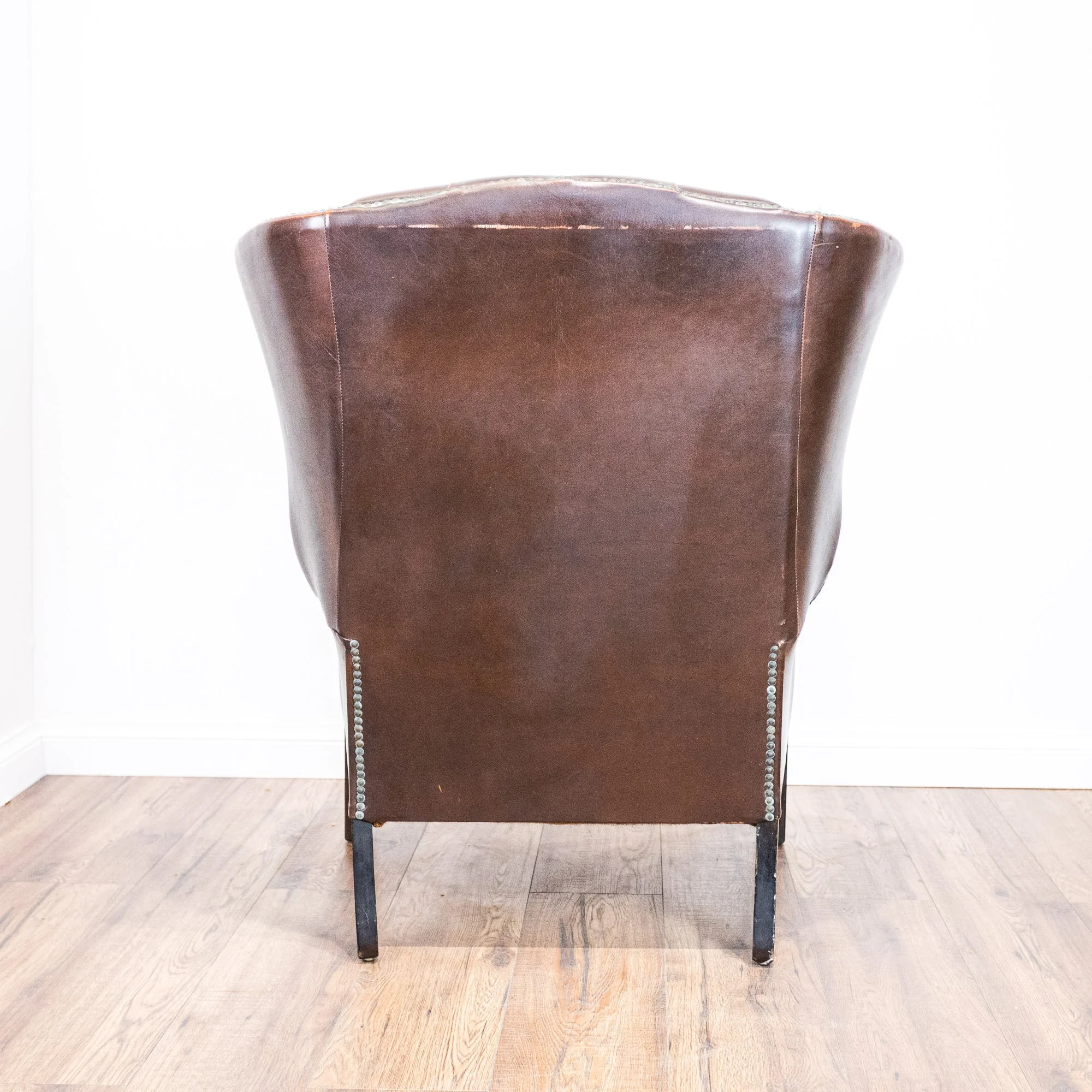 Brown Leather Chesterfield Wingback Armchair