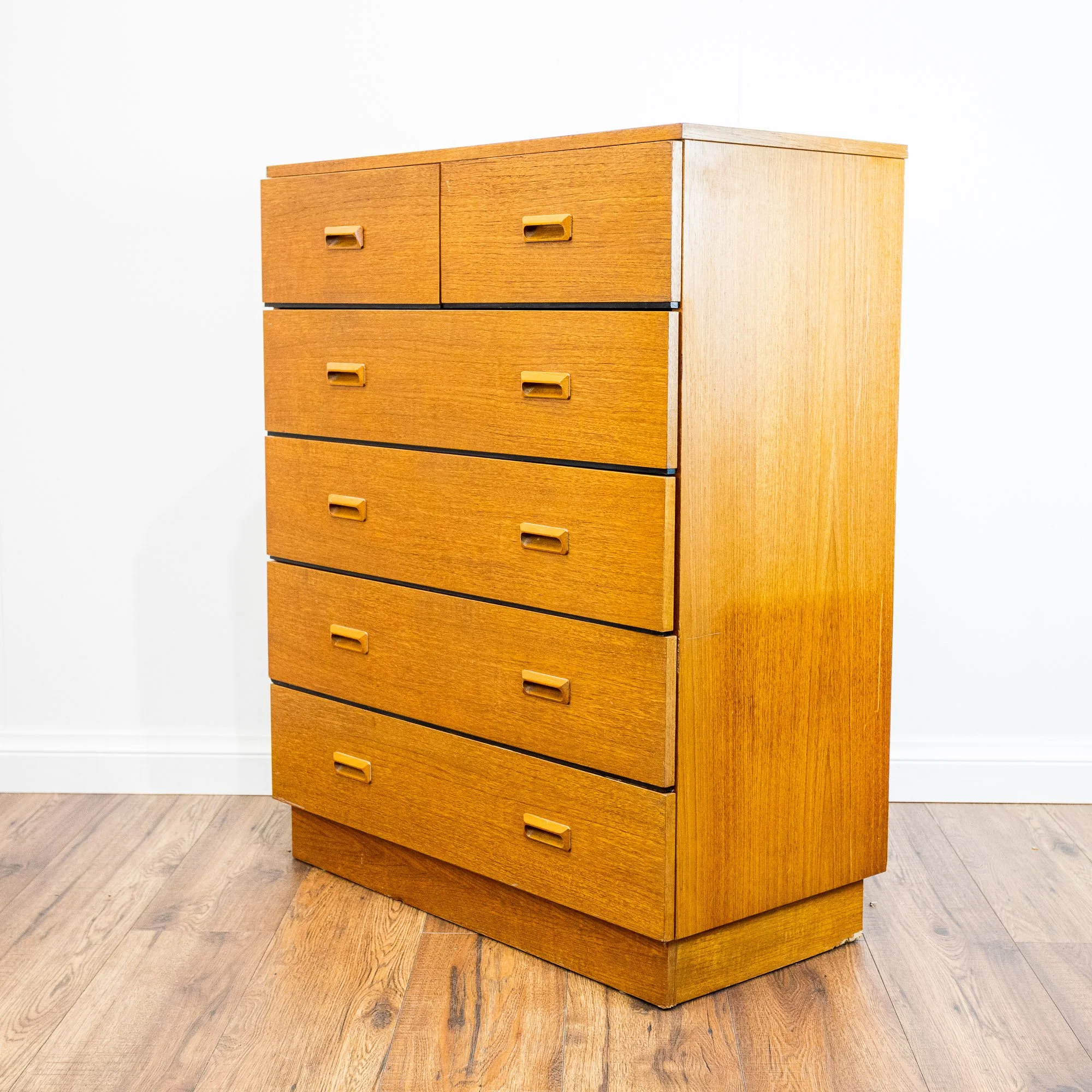 East German Mid-Century Teak Chest of 6 Drawers