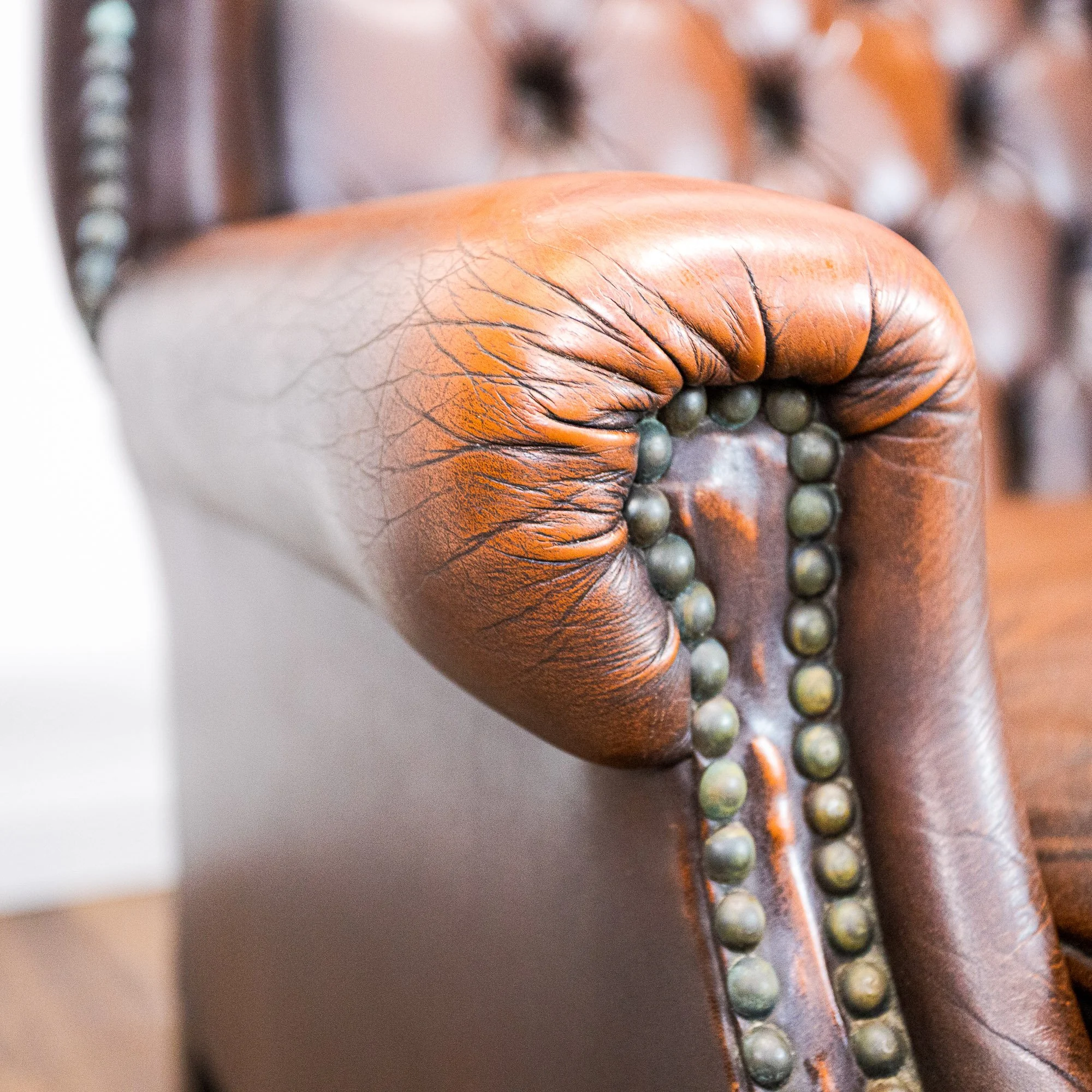 Brown Leather Chesterfield Wingback Armchair