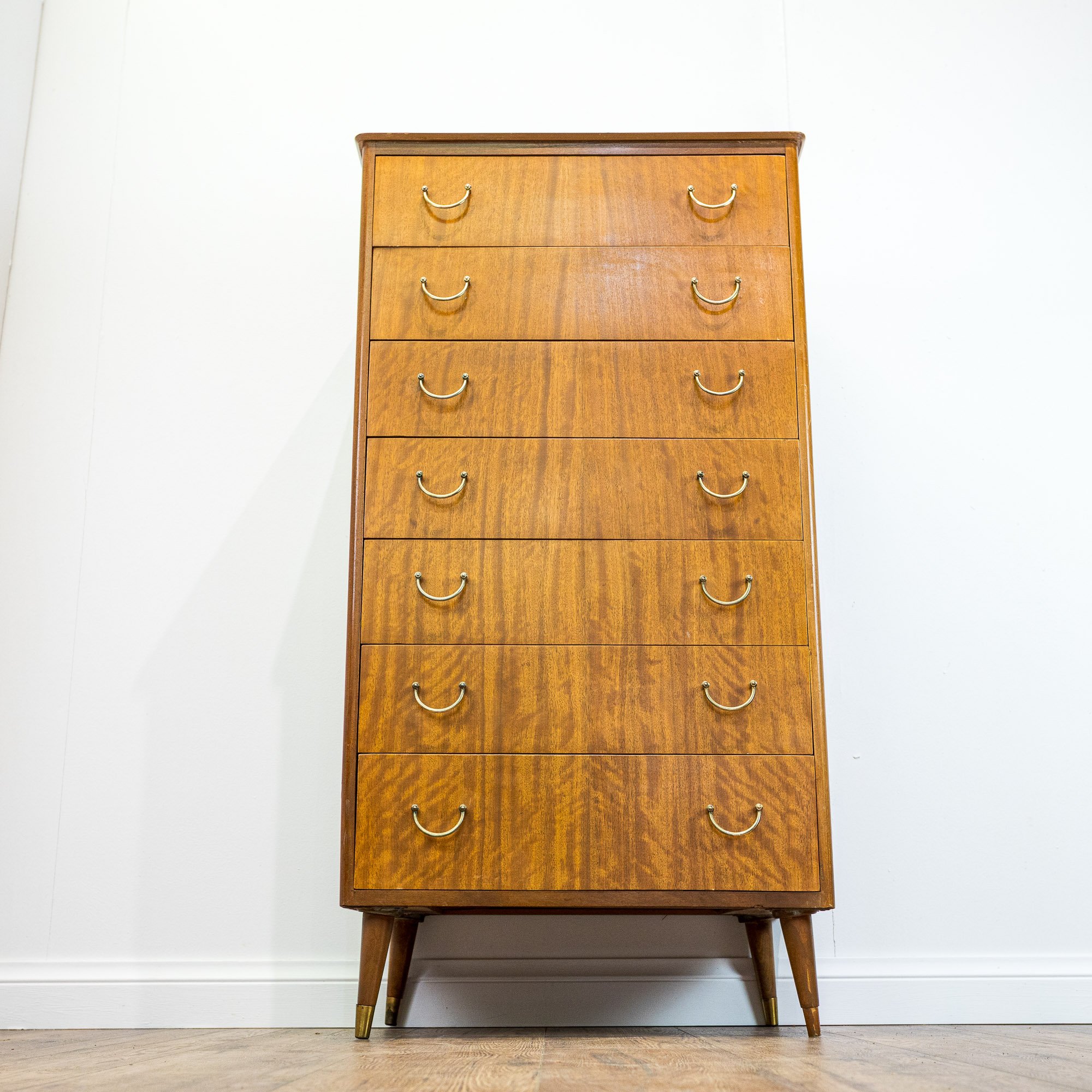 Mid-Century Teak 7 Drawer Tallboy