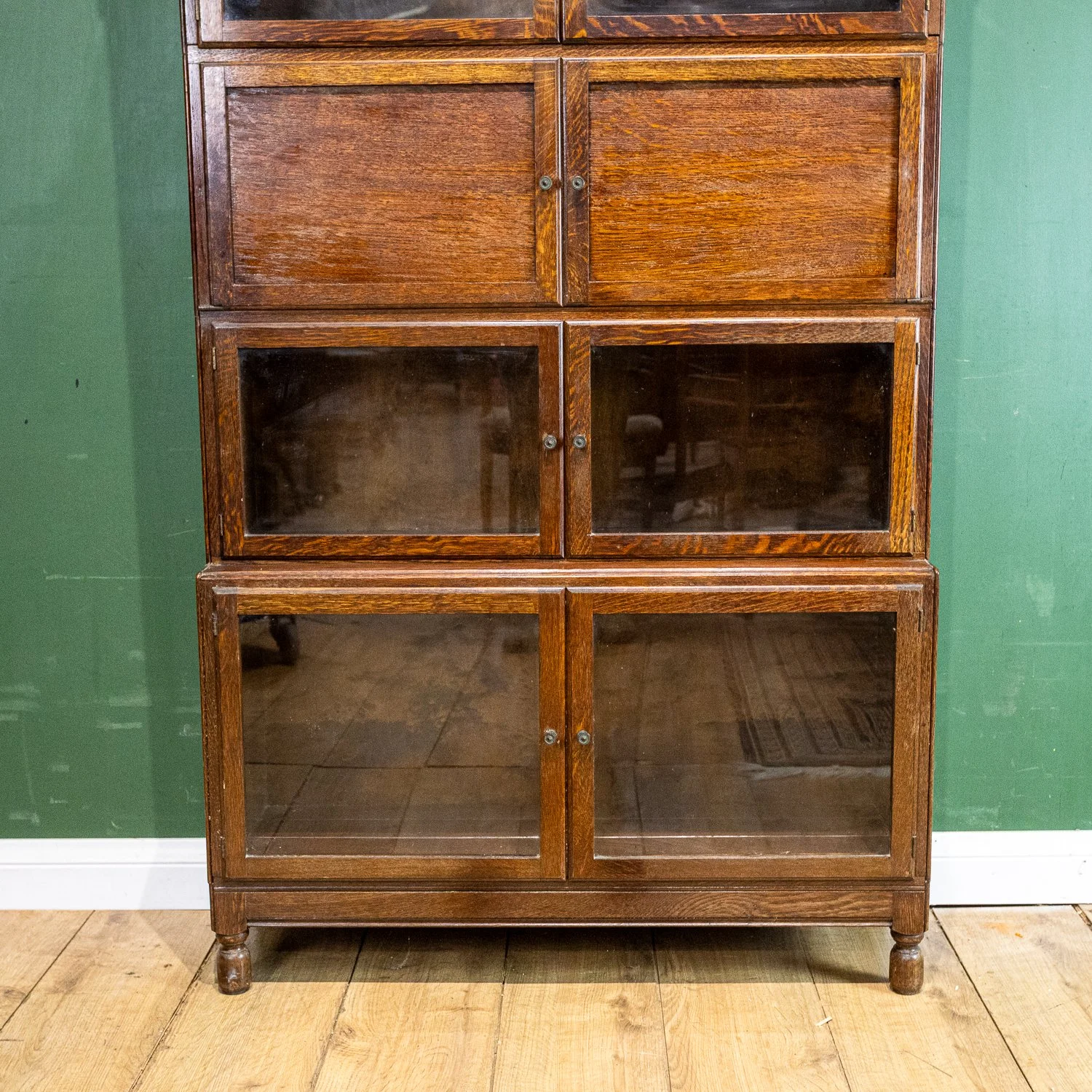 Minty Four Section Oak Stacking Secretaire Bookcase