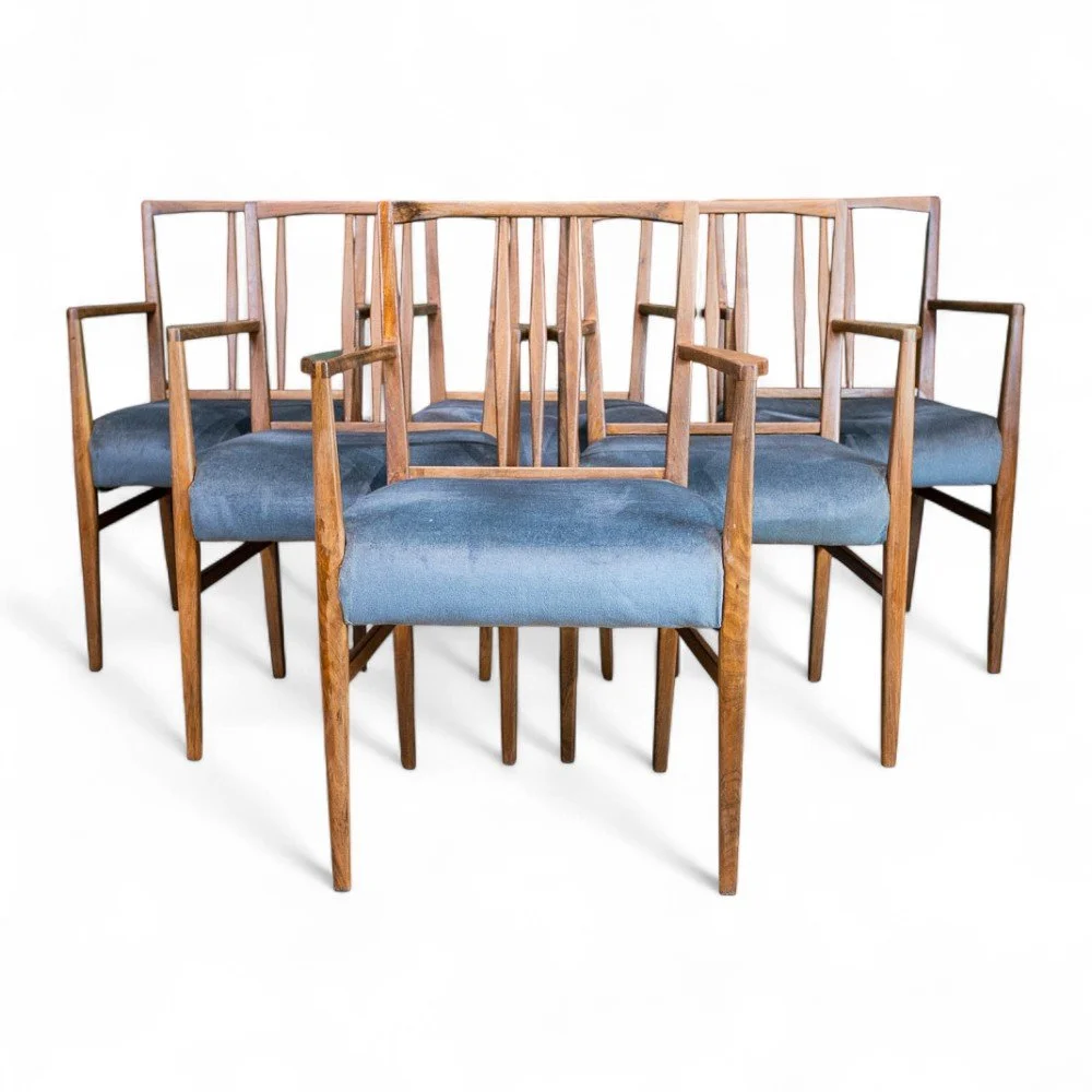 Alfred Cox Walnut Dining Table & 6 Elbow Chairs