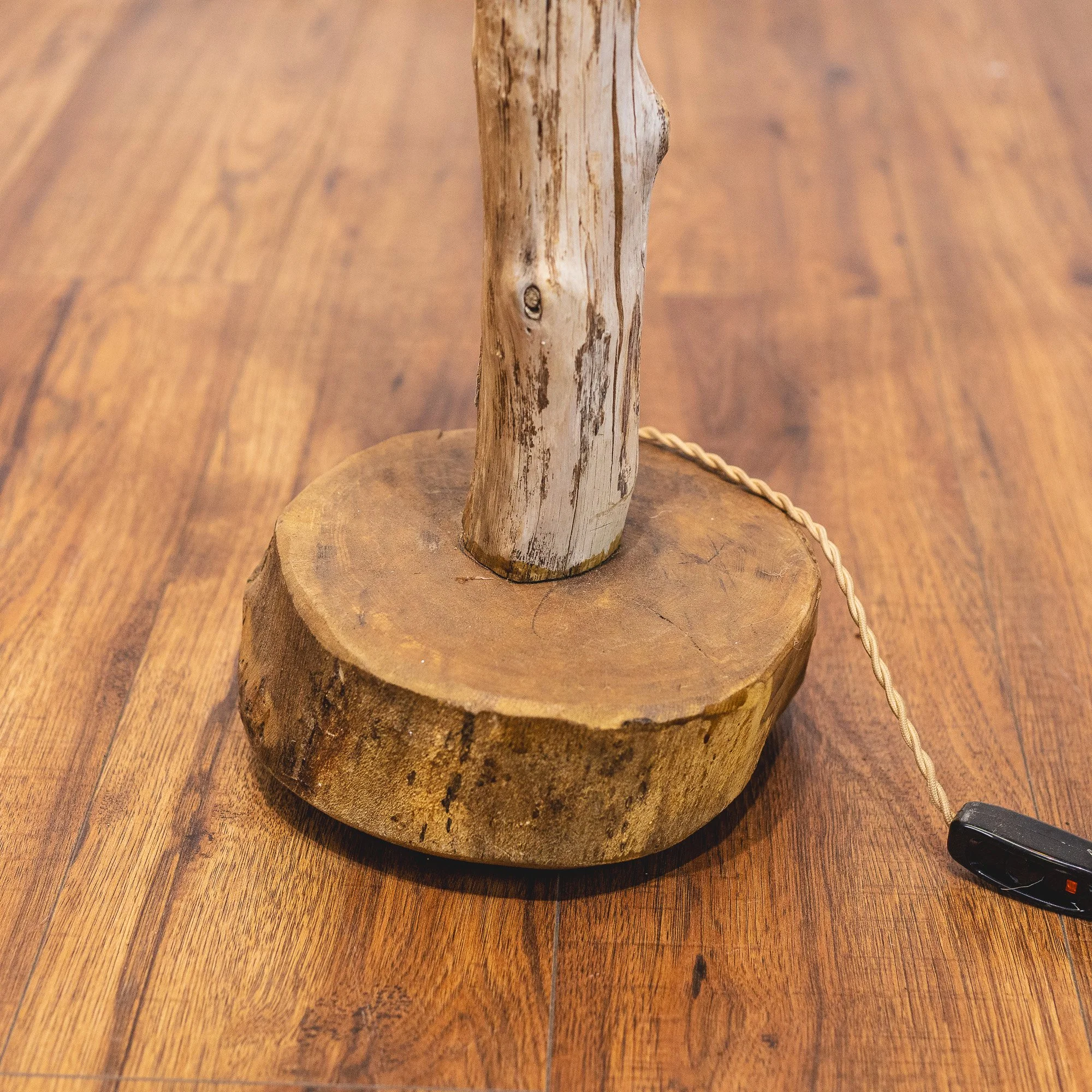 Handmade Driftwood Twin-Bulb Floor Lamp