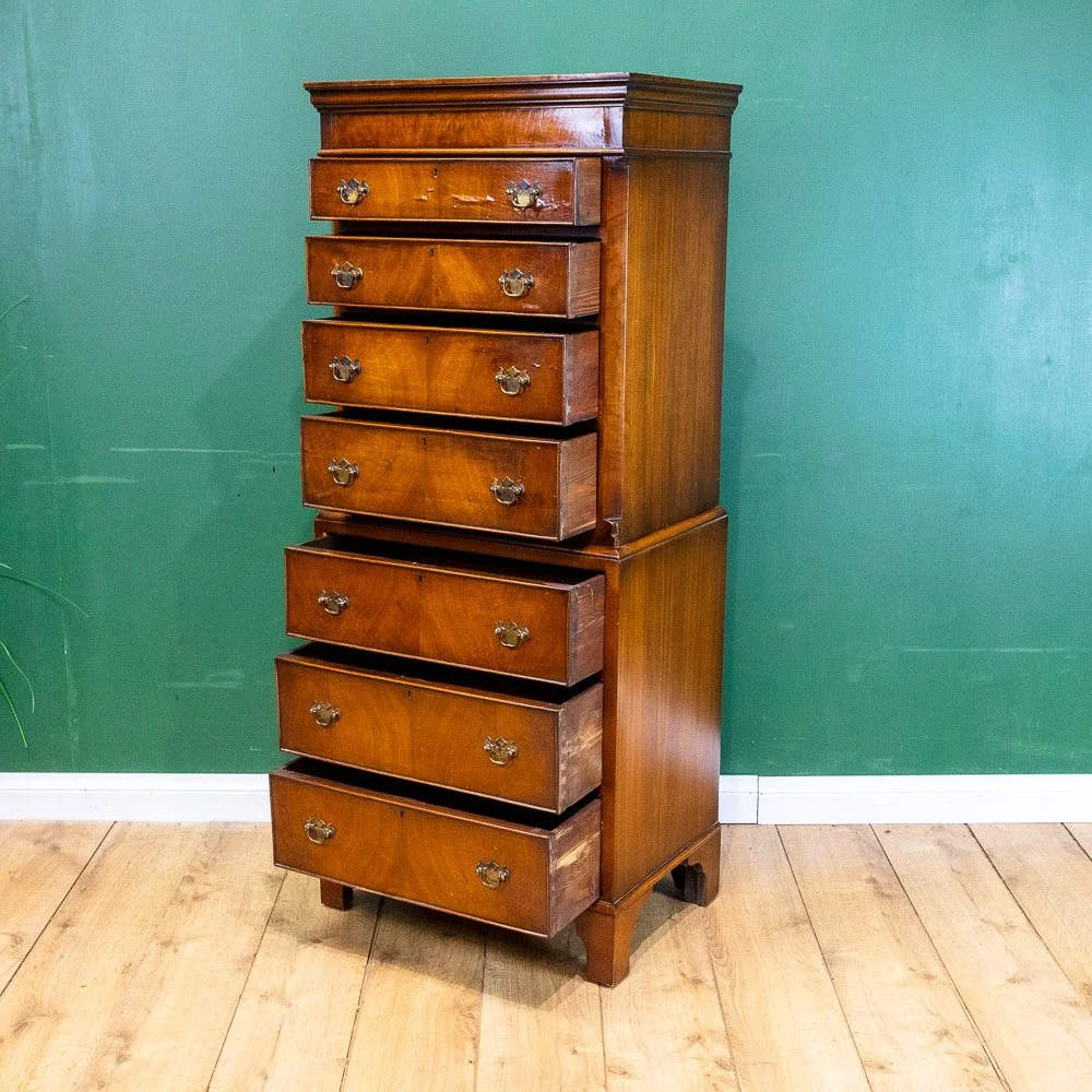 Georgian Style Walnut Small Chest on Chest
