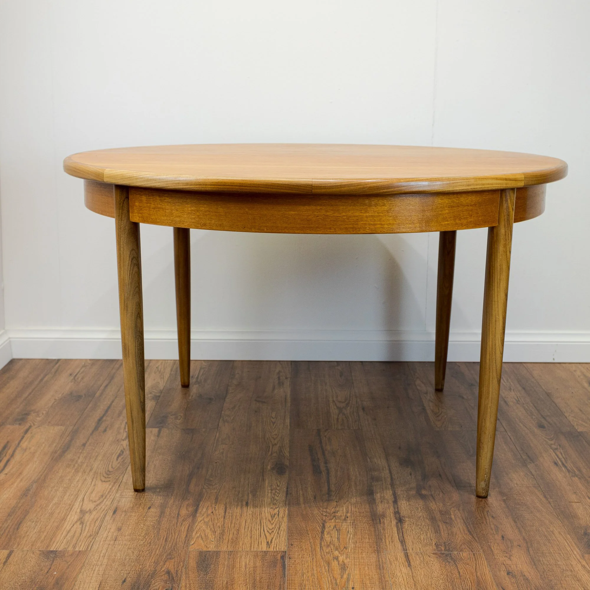 G Plan Fresco Teak Round Extending Dining Table by Victor B. Wilkins