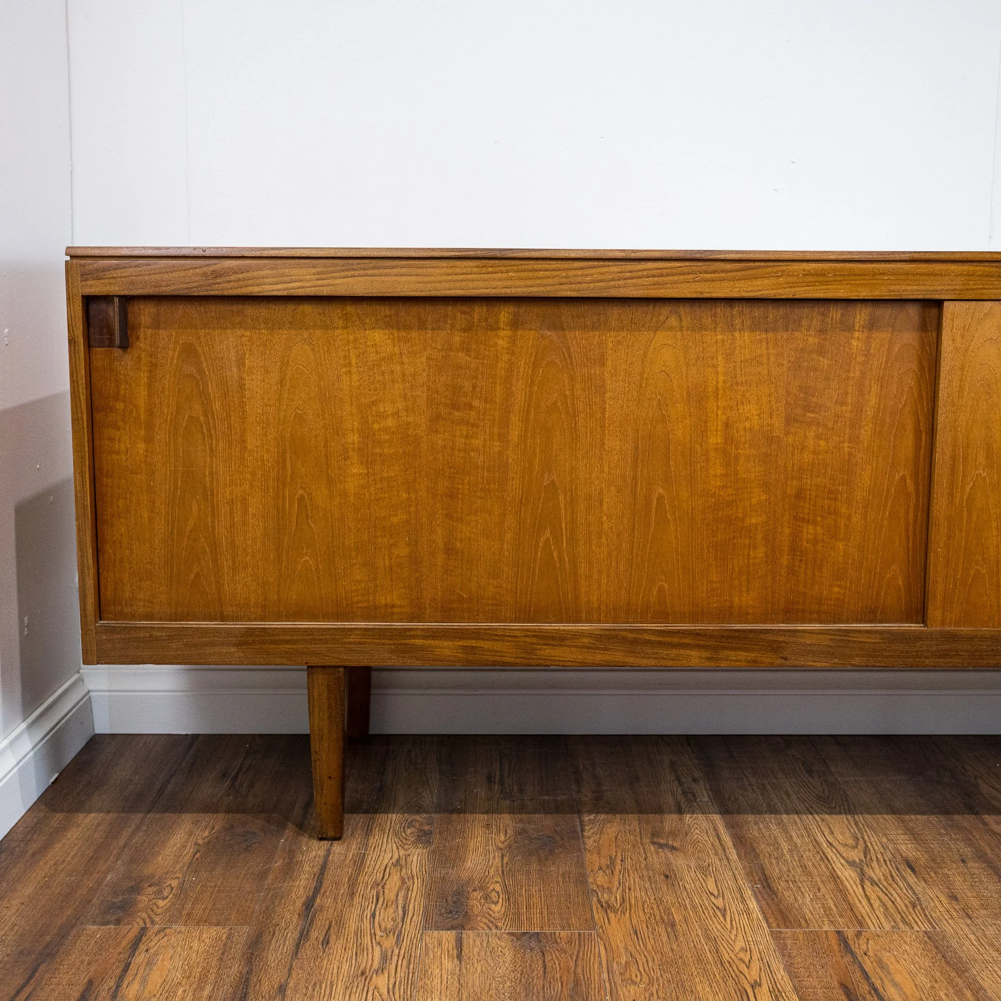 Archie Shine Long Teak Sliding Door Sideboard