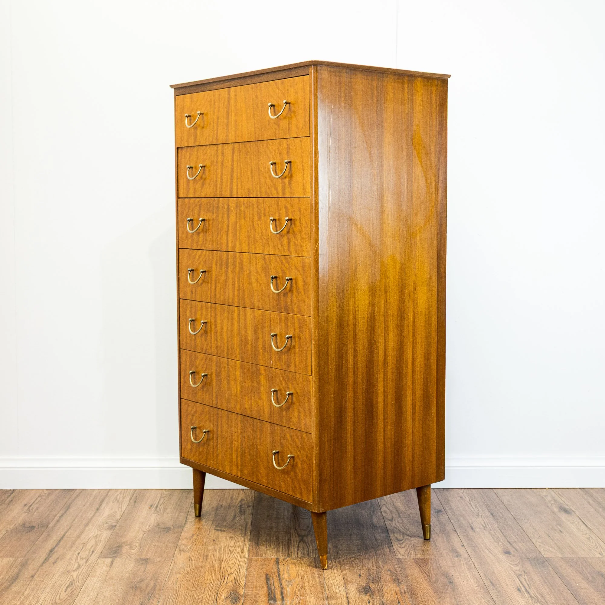 Mid-Century Teak 7 Drawer Tallboy