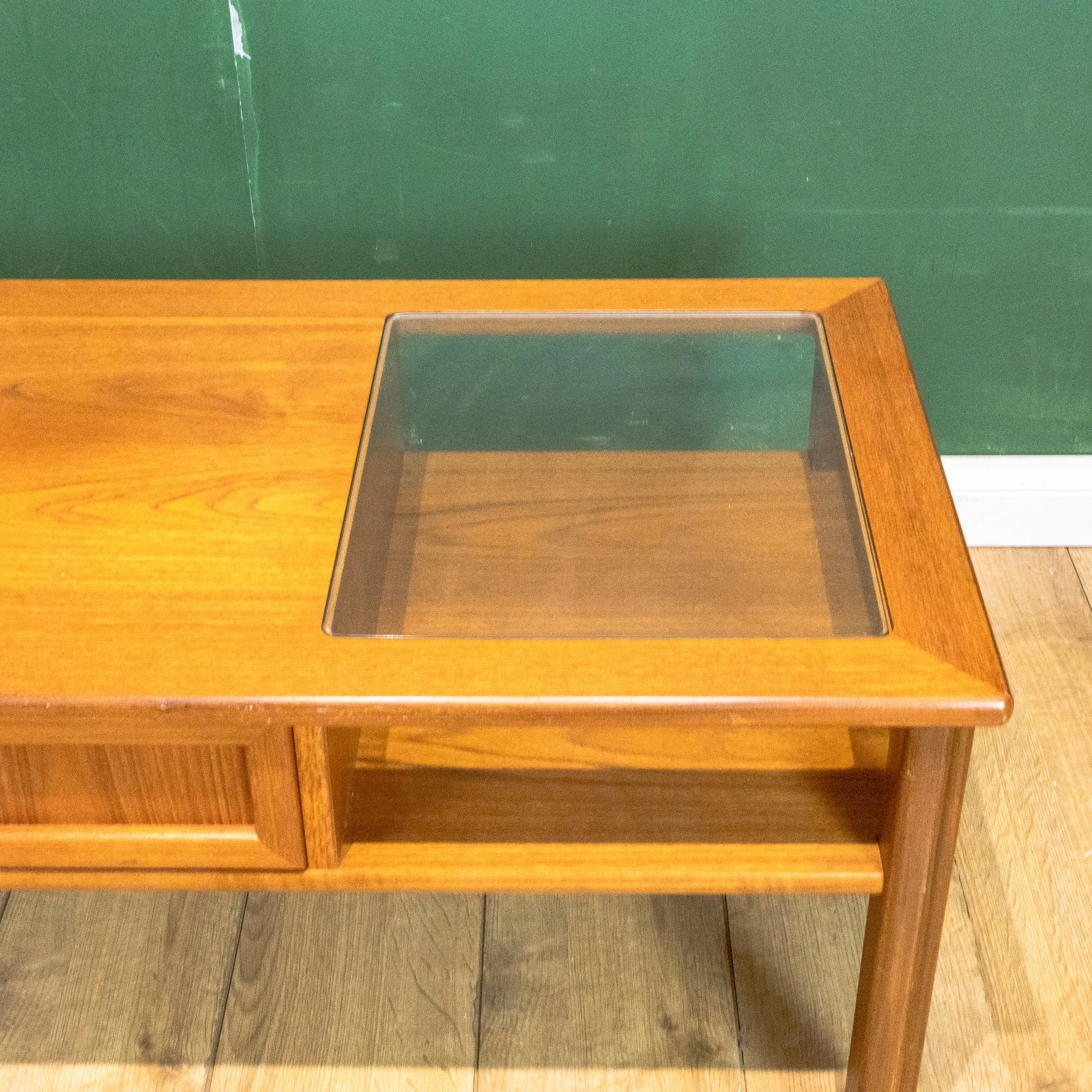 Teak Glass Top Coffee Table