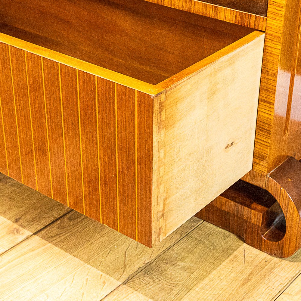 Art Deco Walnut Marquetry Media Cabinet