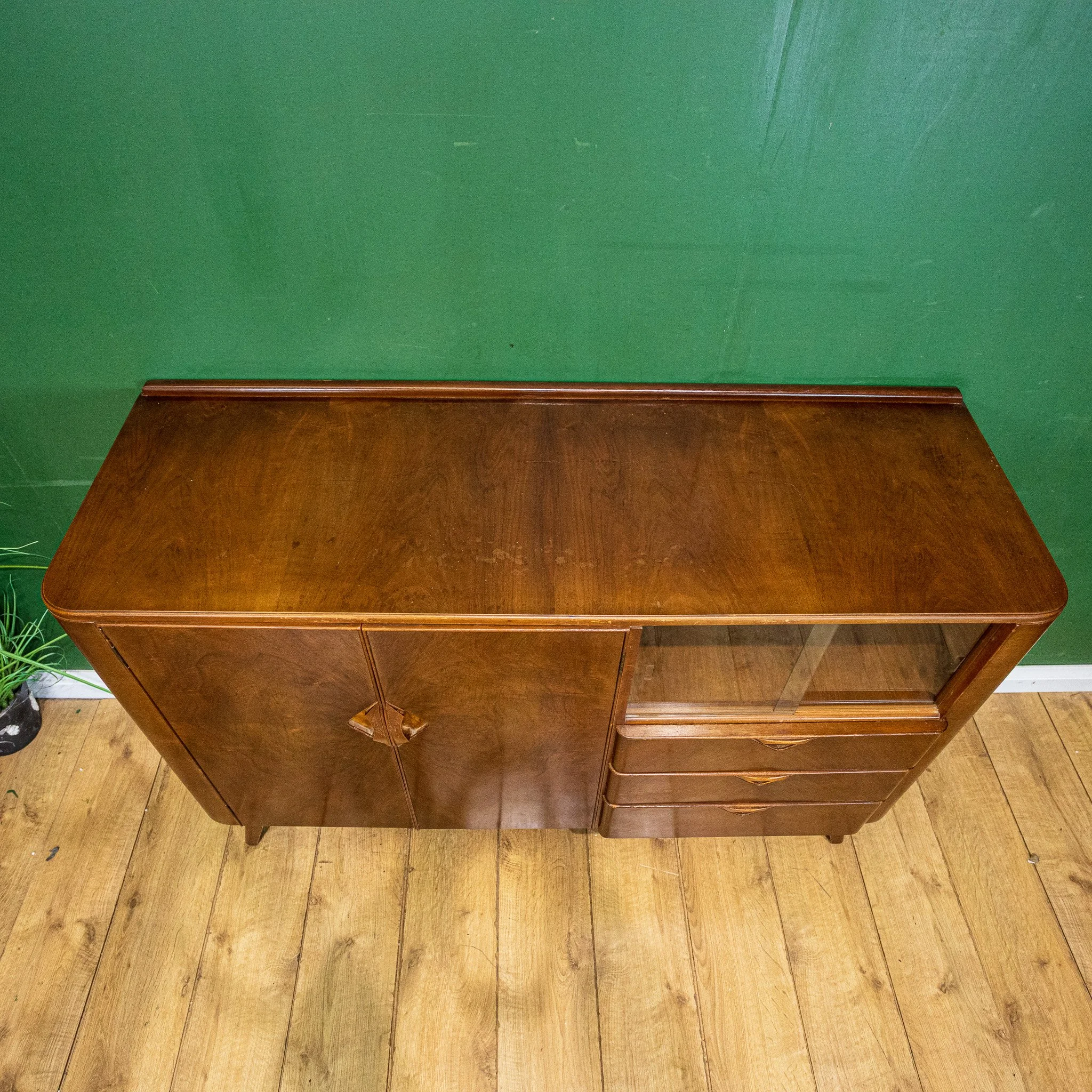 Art Deco Style Walnut Curved Sideboard