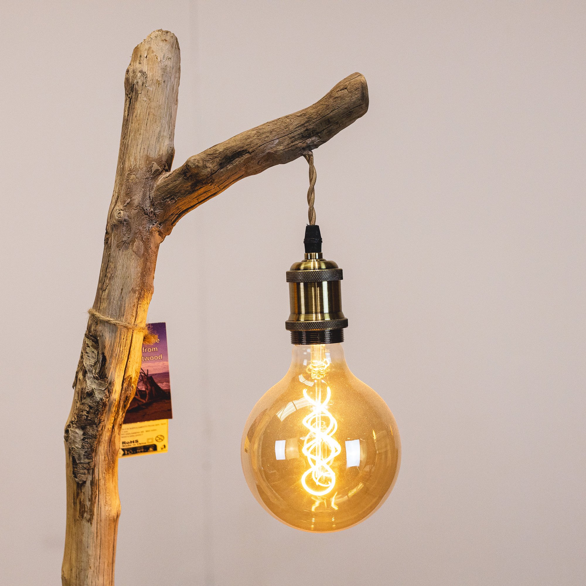 Handmade Driftwood Twin-Bulb Floor Lamp