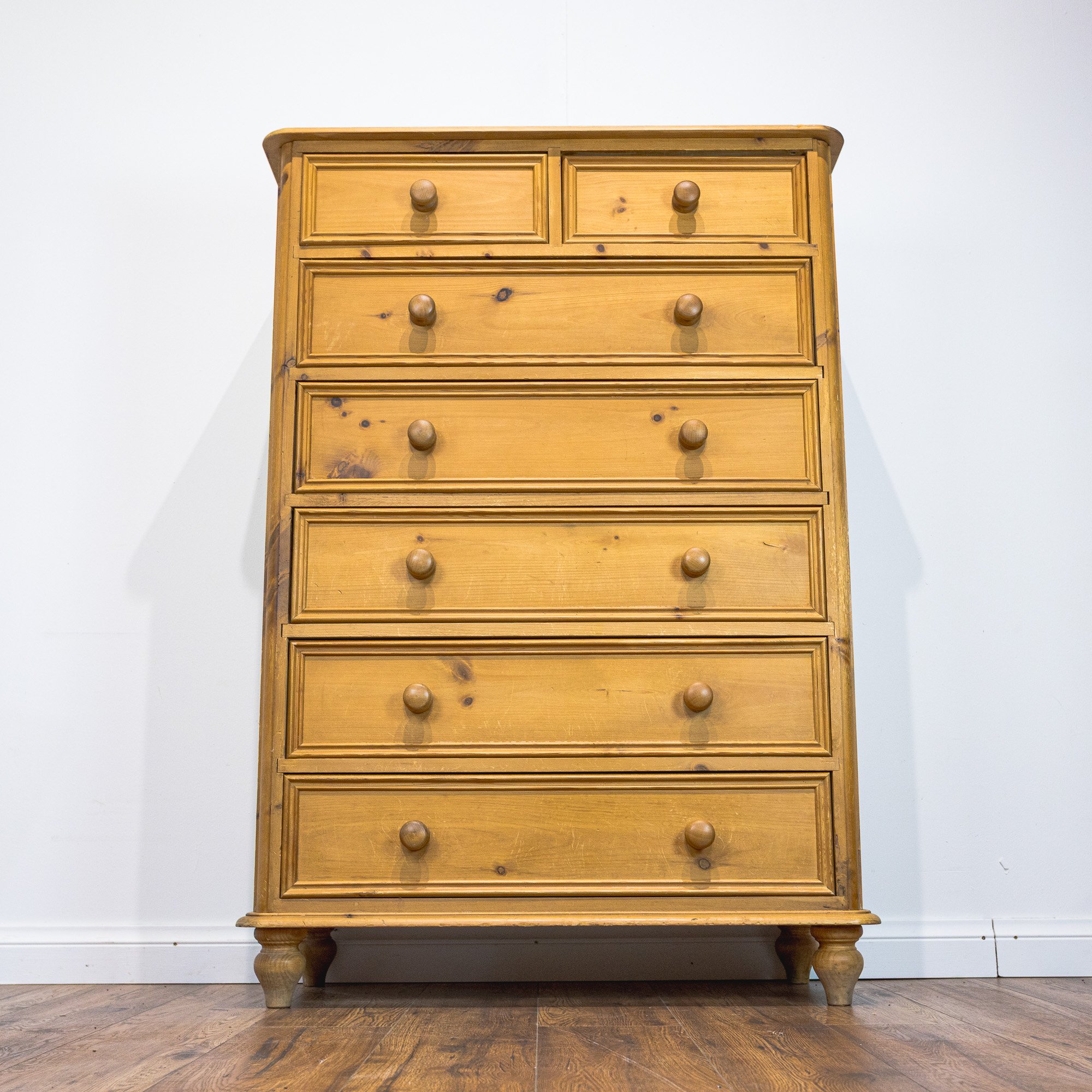 Victorian-Style Pine Seven-Drawer Tallboy