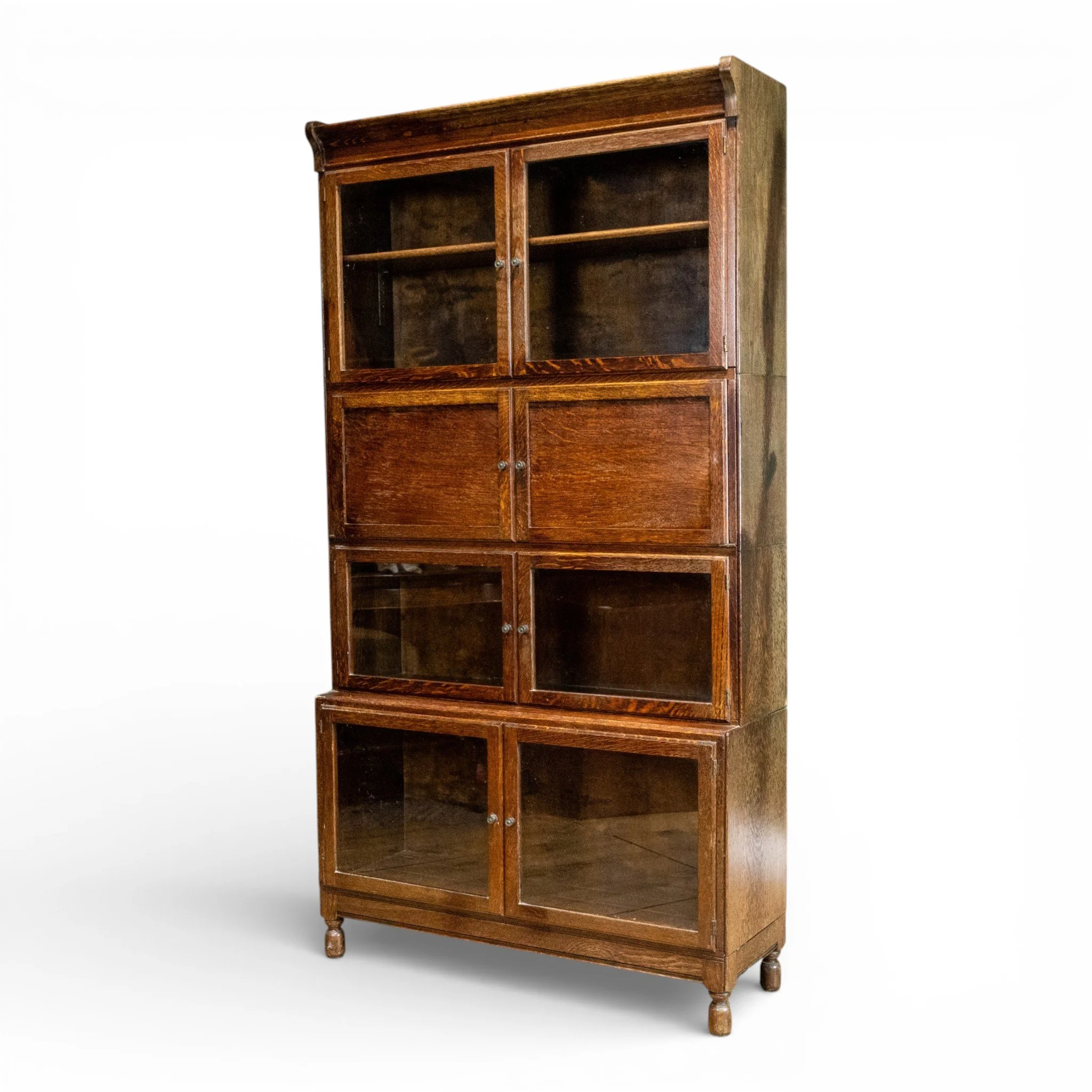 Minty Four Section Oak Stacking Secretaire Bookcase