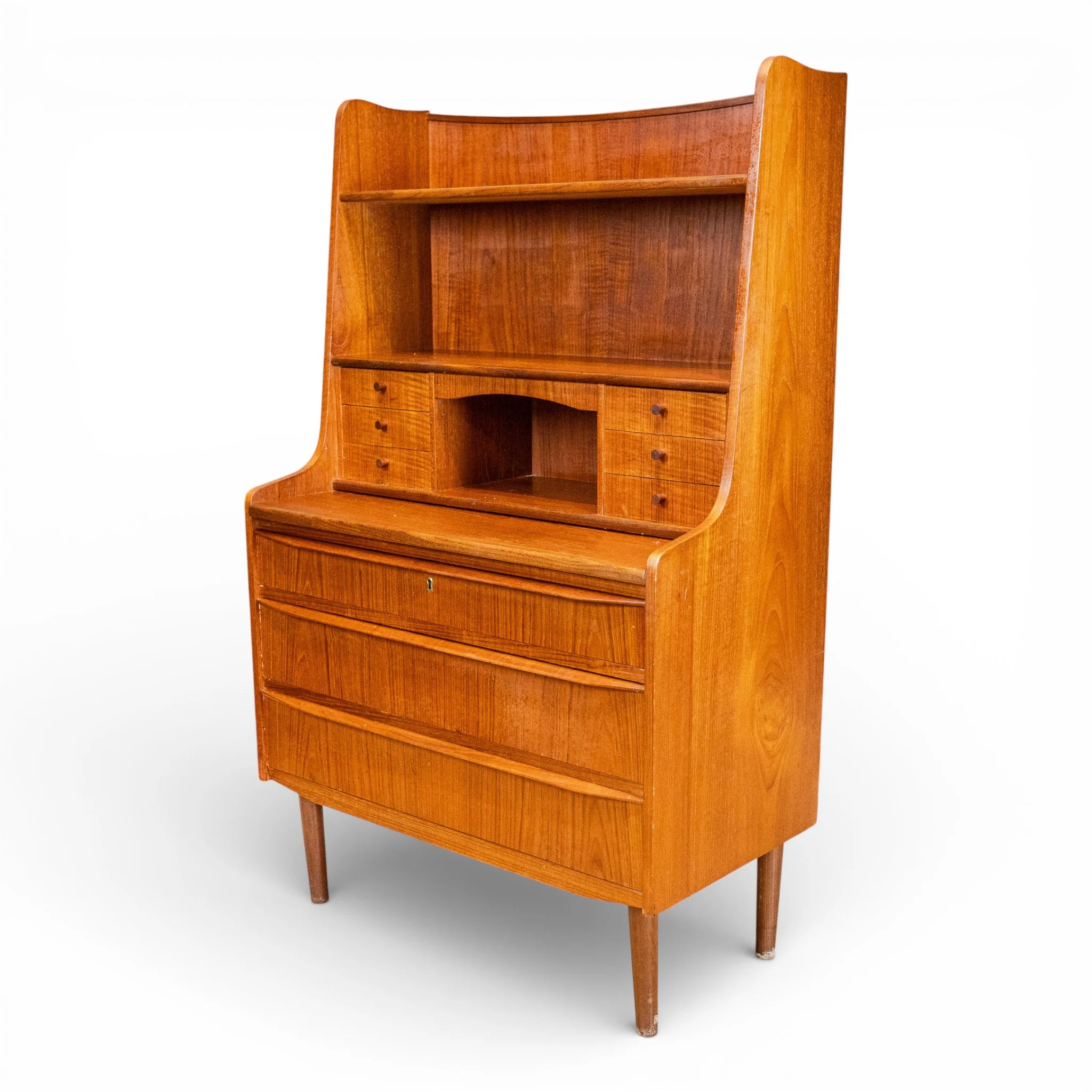 Danish Teak Secretaire Bureau Desk by Erik Petersen