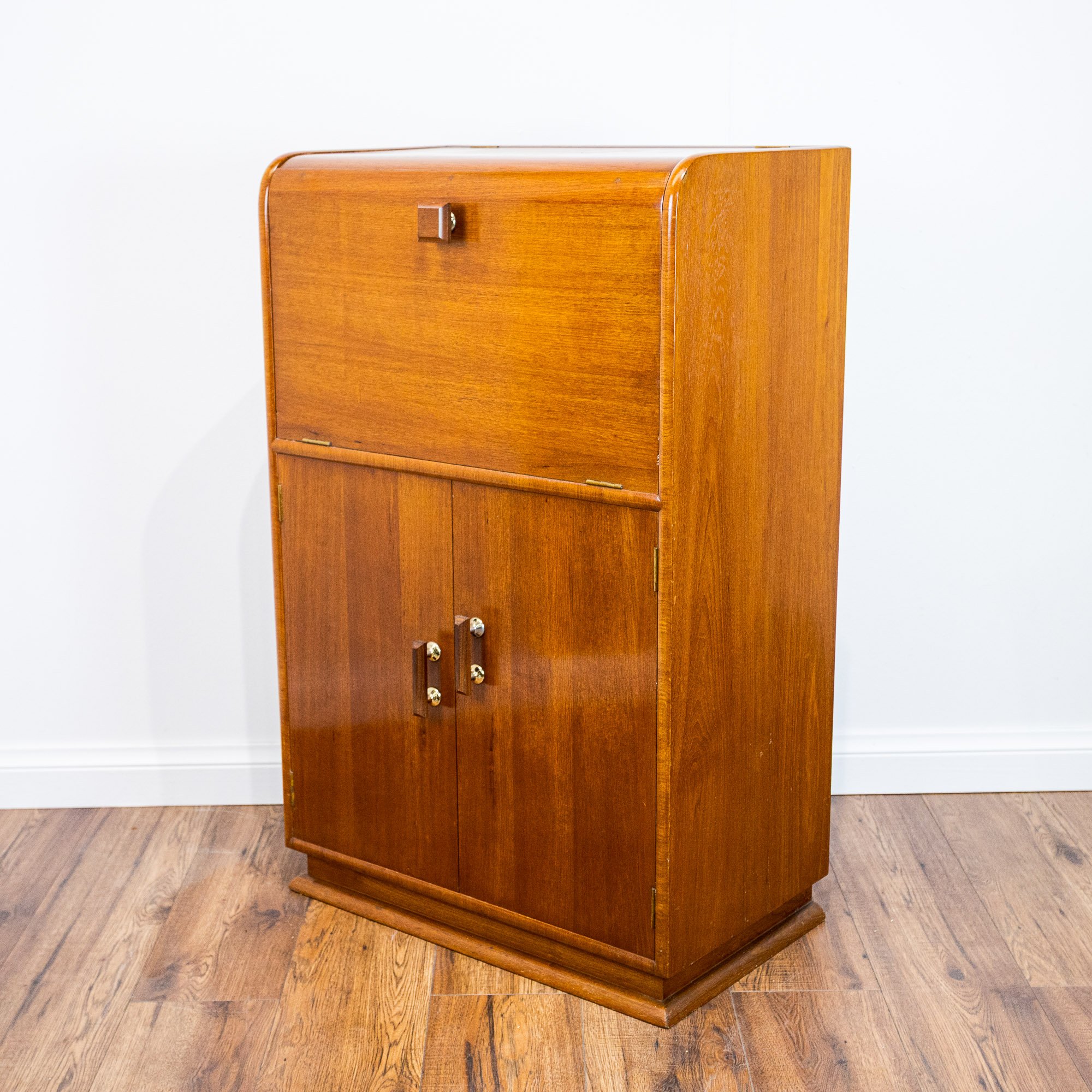 Art Deco Walnut Cantilever Cocktail Cabinet