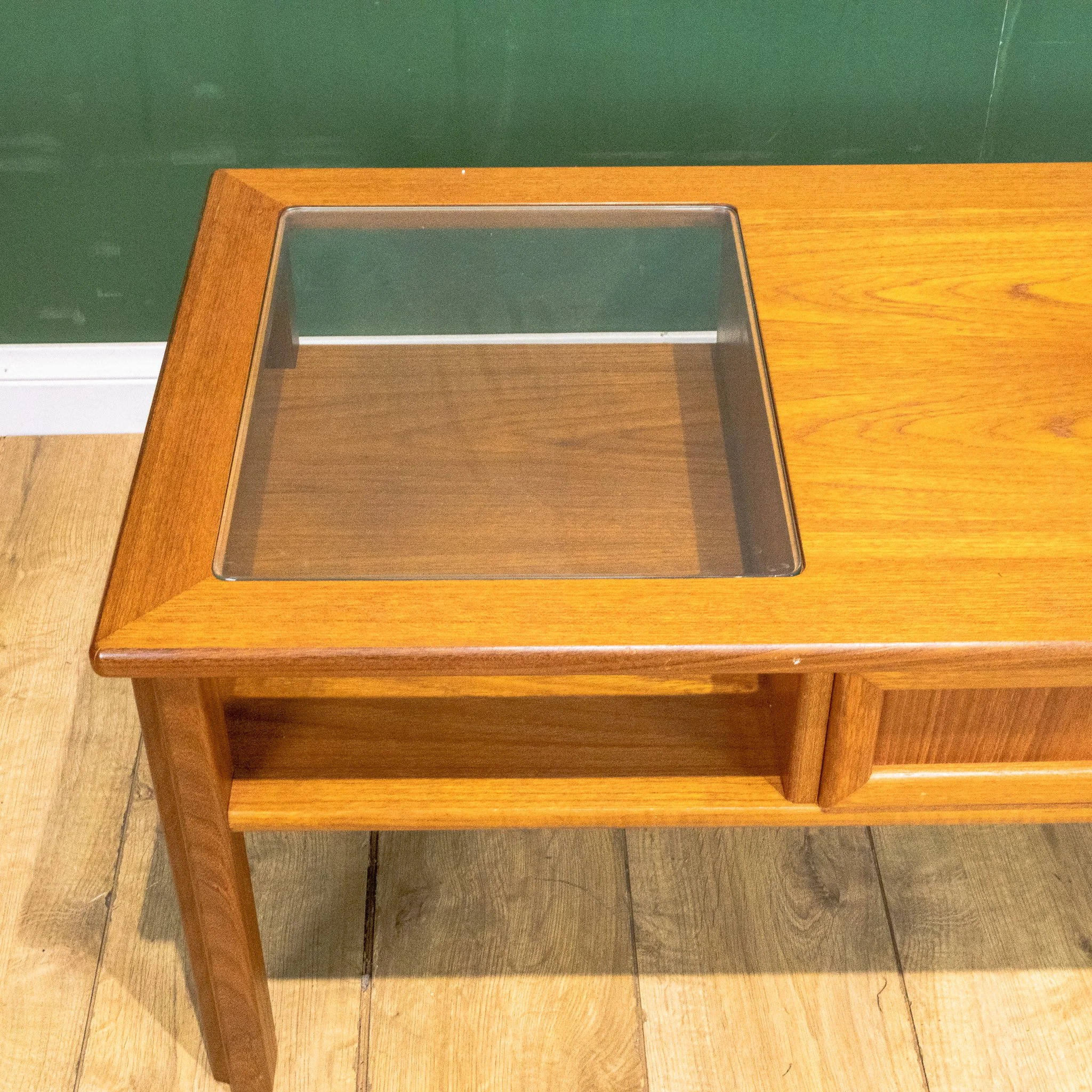 Teak Glass Top Coffee Table