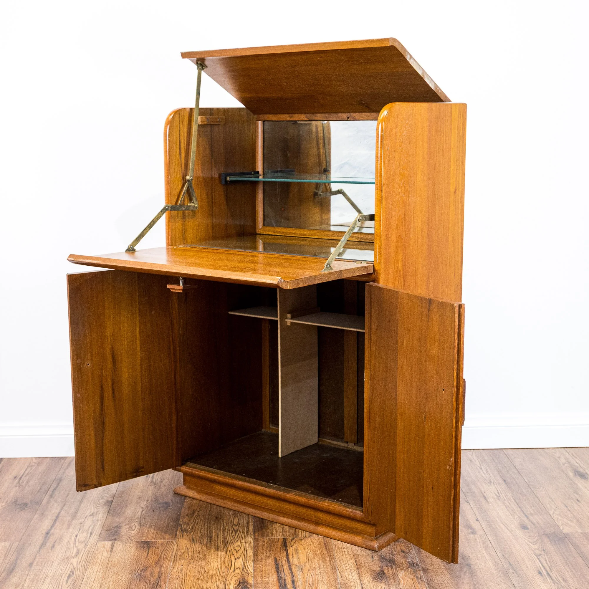 Art Deco Walnut Cantilever Cocktail Cabinet