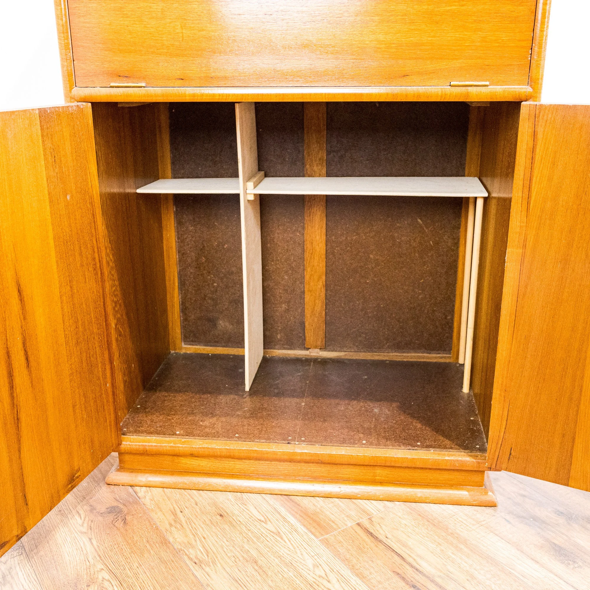 Art Deco Walnut Cantilever Cocktail Cabinet
