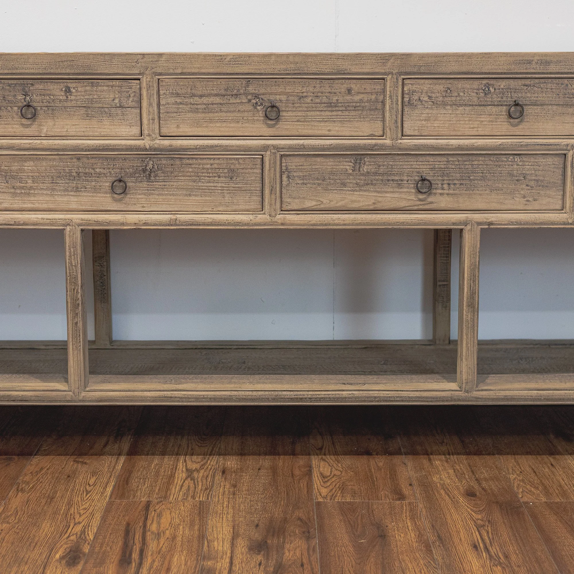 Reclaimed Silvered Elm Large 9 Drawer Console Table -4.jpg