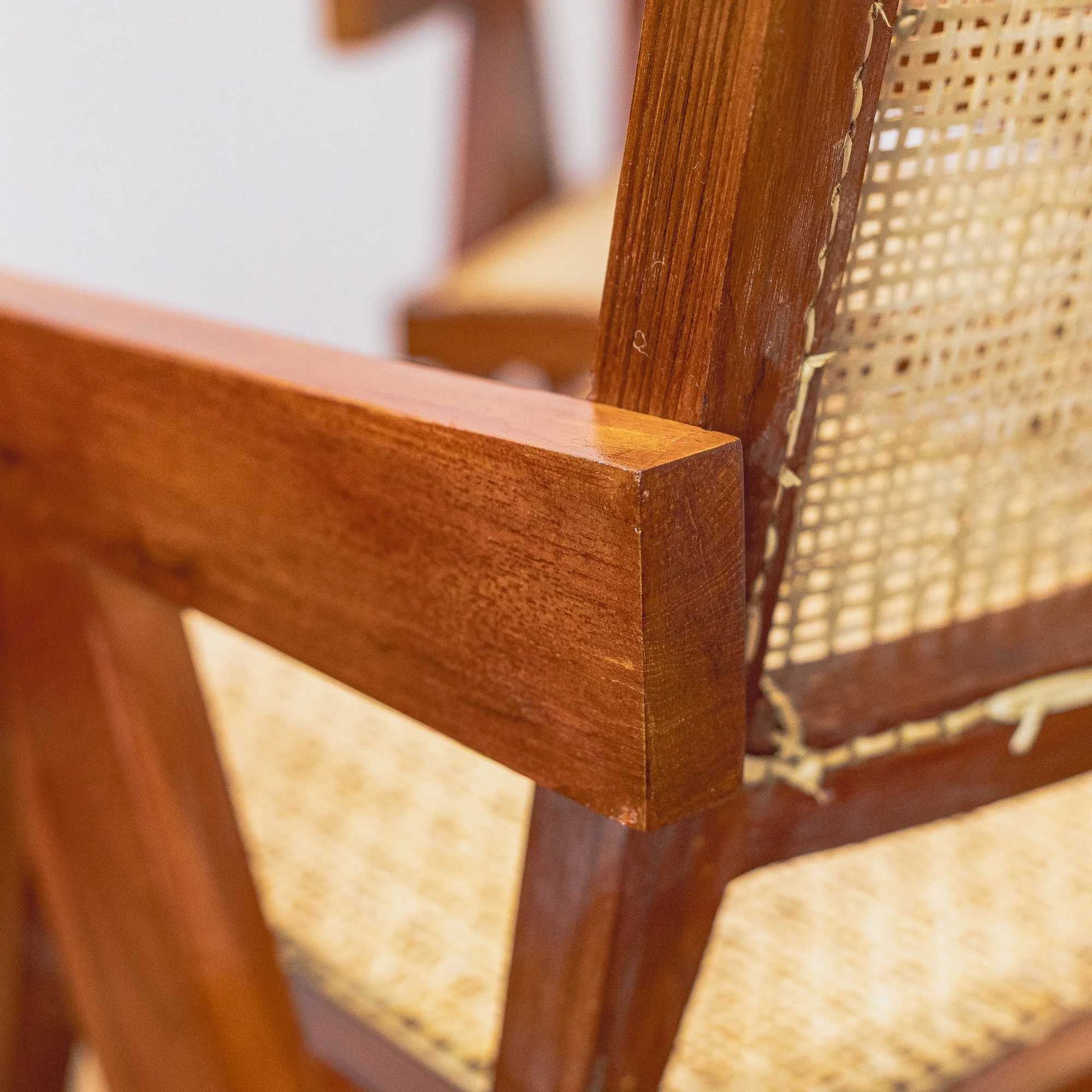 Pierre Jeanerette Style Teak and Cane Boomerang Chairs and Footstool-10.jpg
