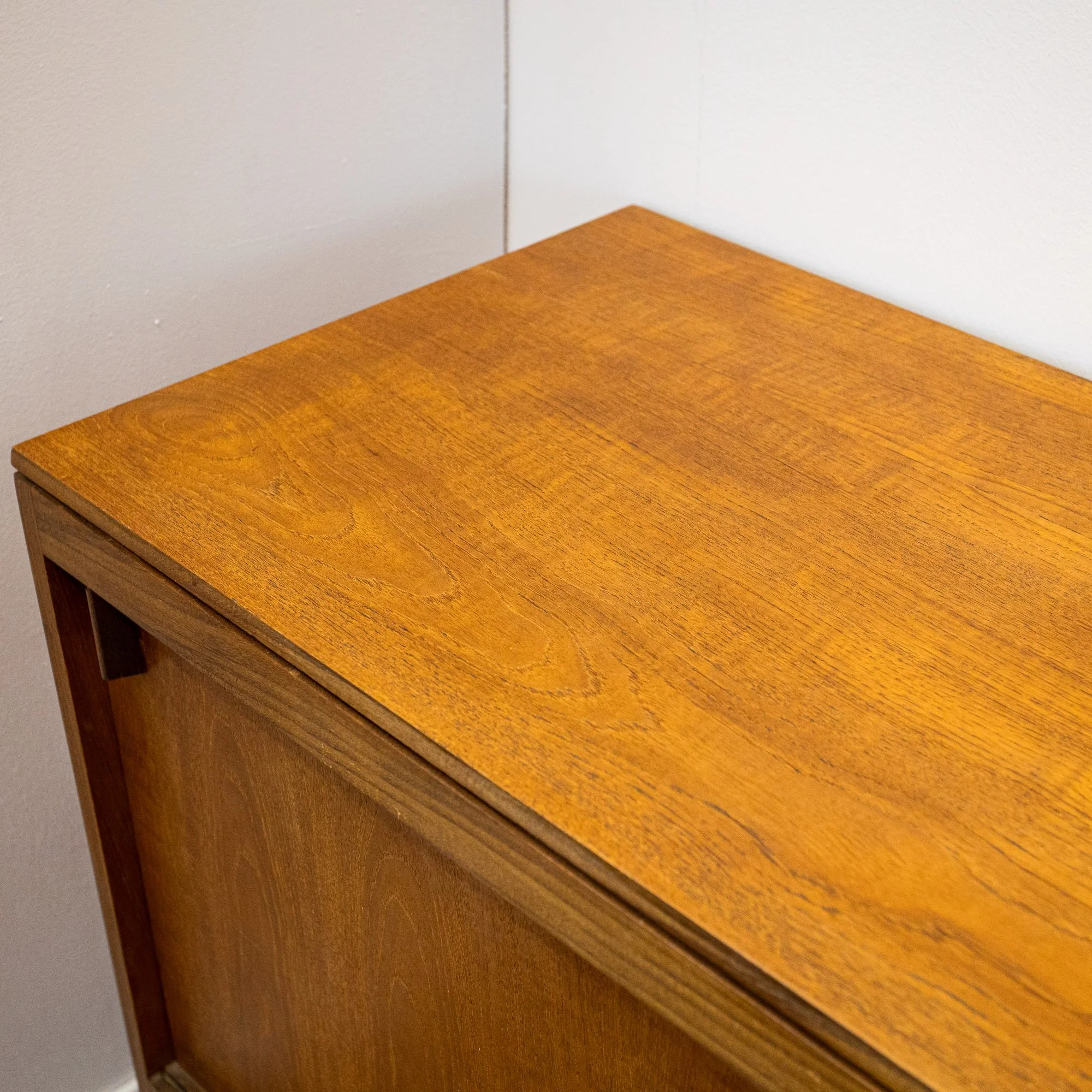 Archie Shine Long Teak Sliding Door Sideboard