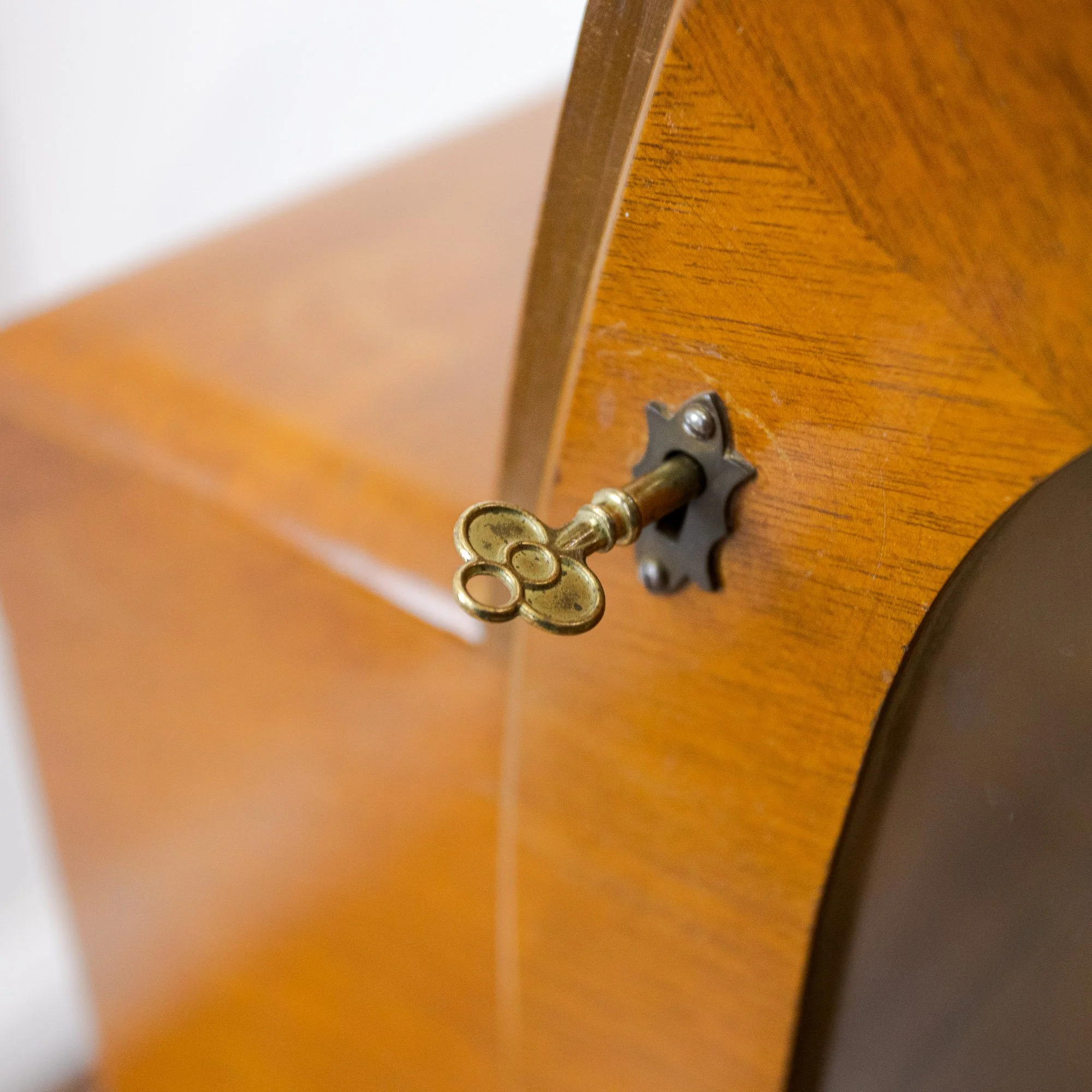 Art Deco Walnut Circular Shouldered Display Cabinet