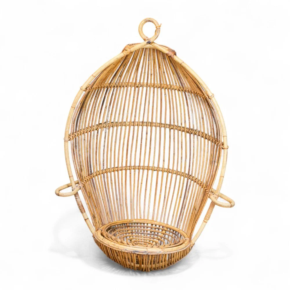 Bamboo and Rattan Hanging Egg Chair by Fratelli Castano