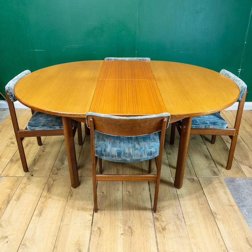Mid-Century Teak Round Dining Table & 4 Chairs