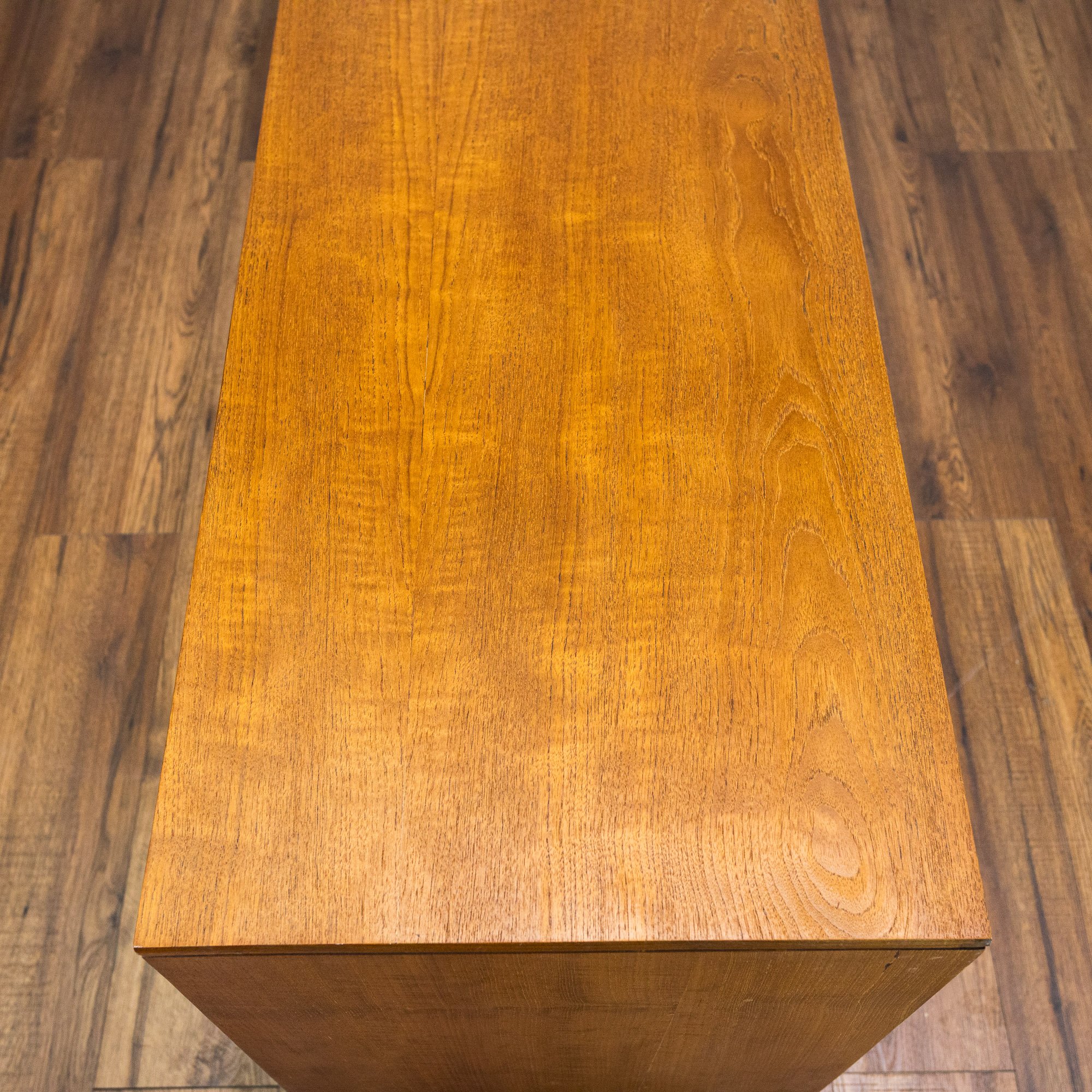 Archie Shine Long Teak Sliding Door Sideboard